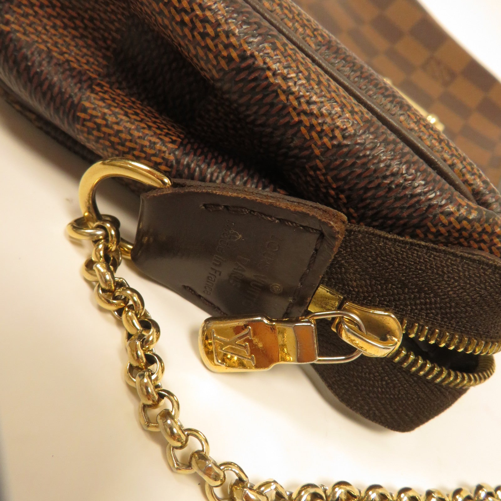 LOUIS VUITTON Damier Eva金扣鏈帶肩背袋啡色