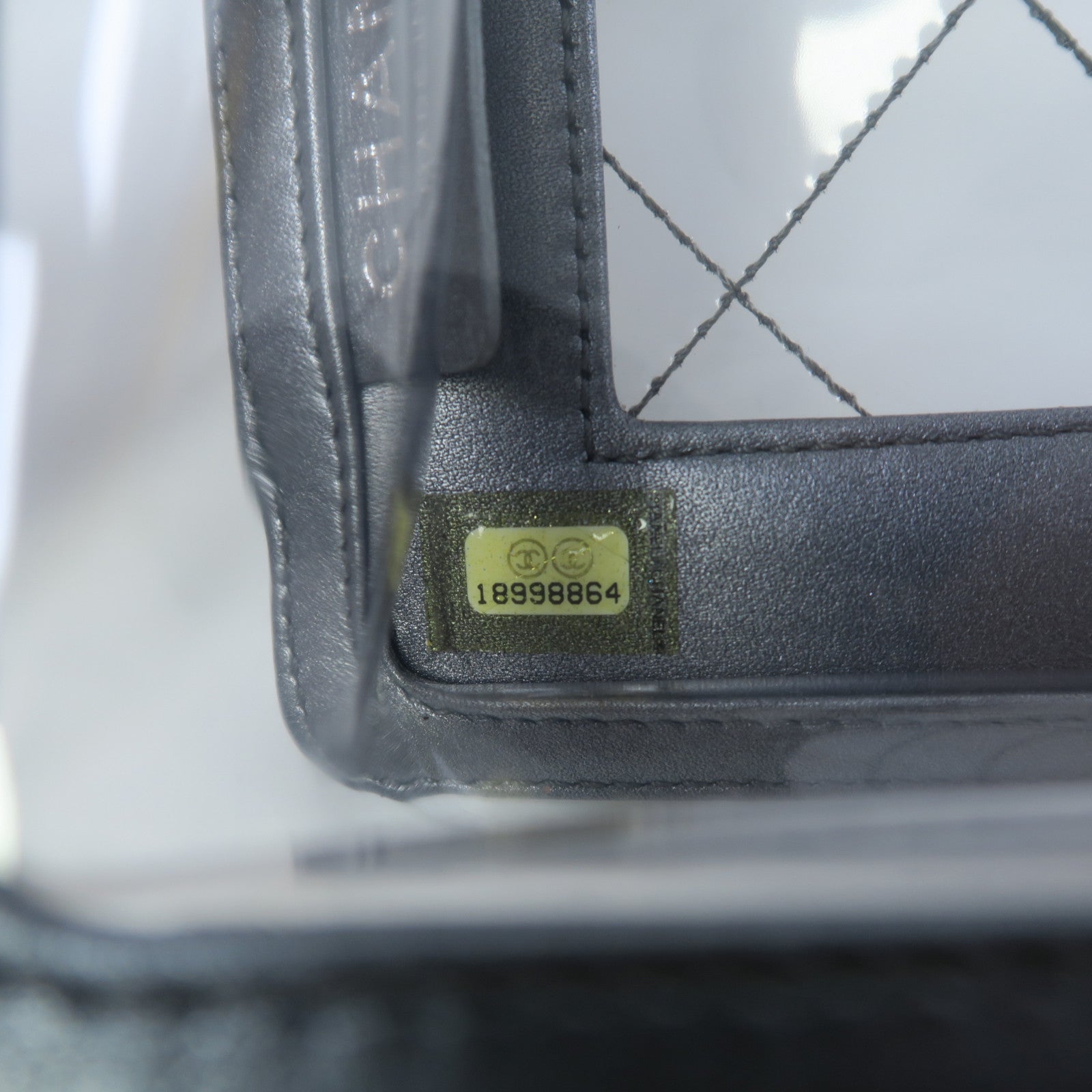 CHANEL PVC Boy Chanel銀扣鏈帶肩背袋灰色/透明