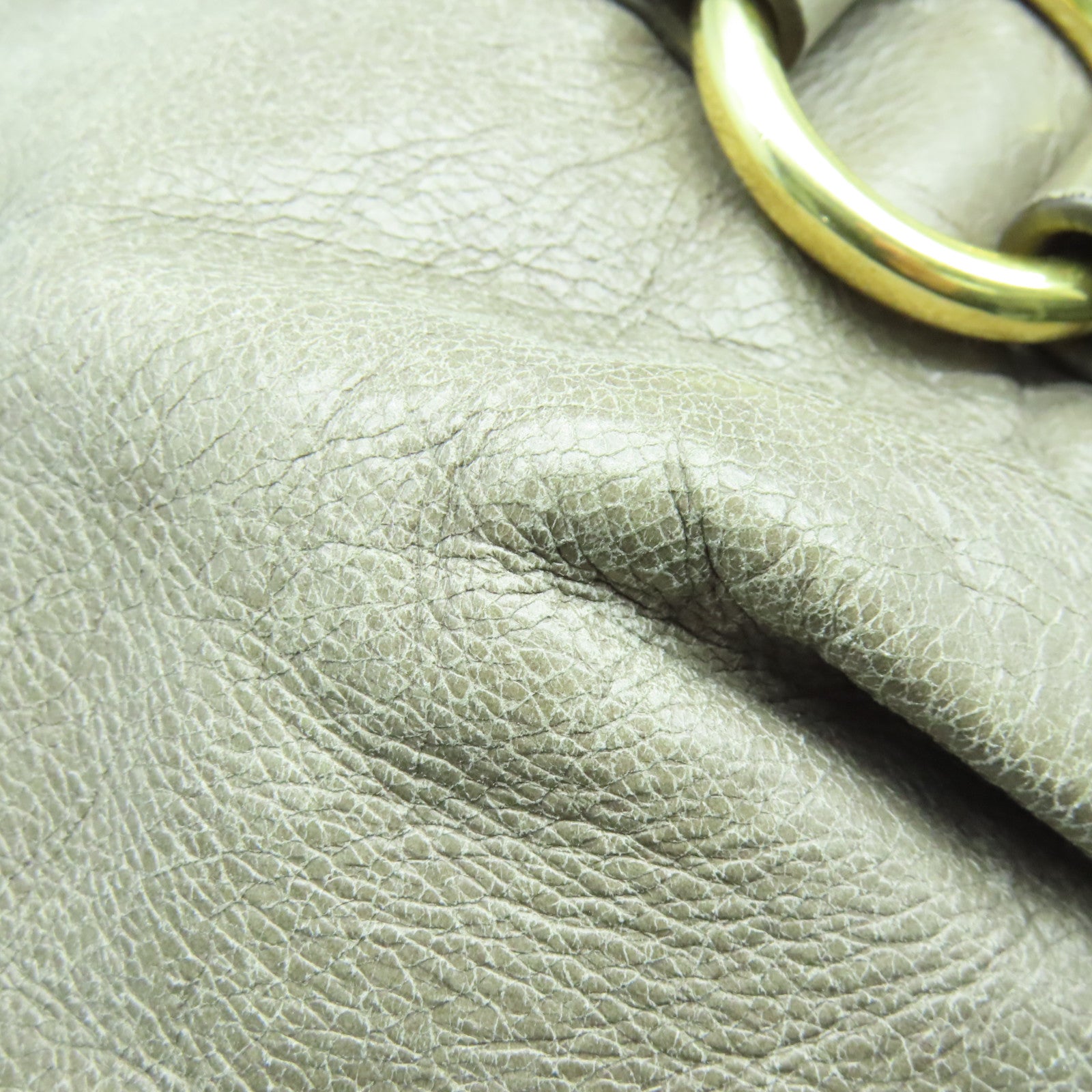 Miu Miu Cowhide Leather 2Way Shoulder Bag Gold Buckle Handle Shoulder Bag Gray