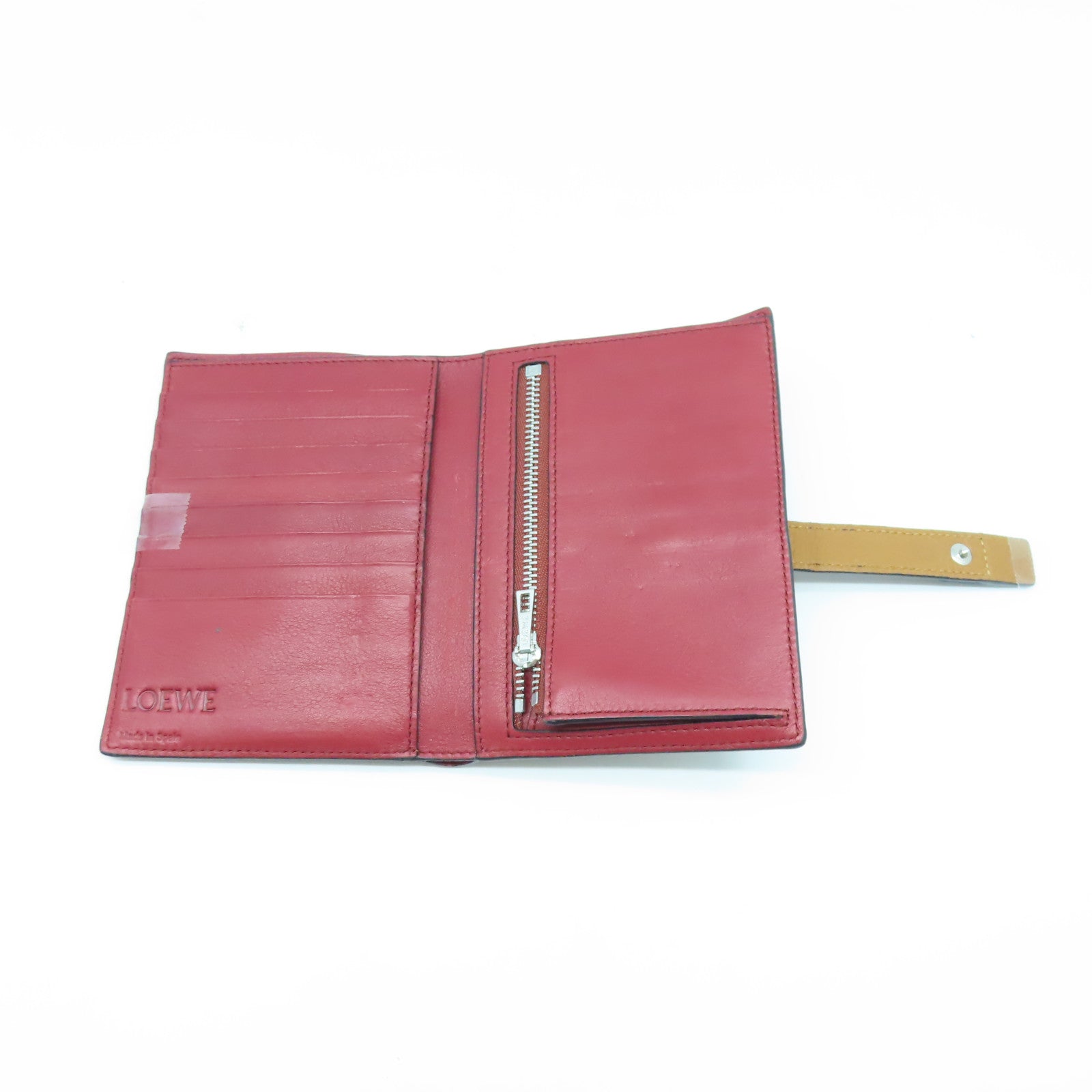 LOEWE 牛皮皮革Wallet銀扣錢包棕色