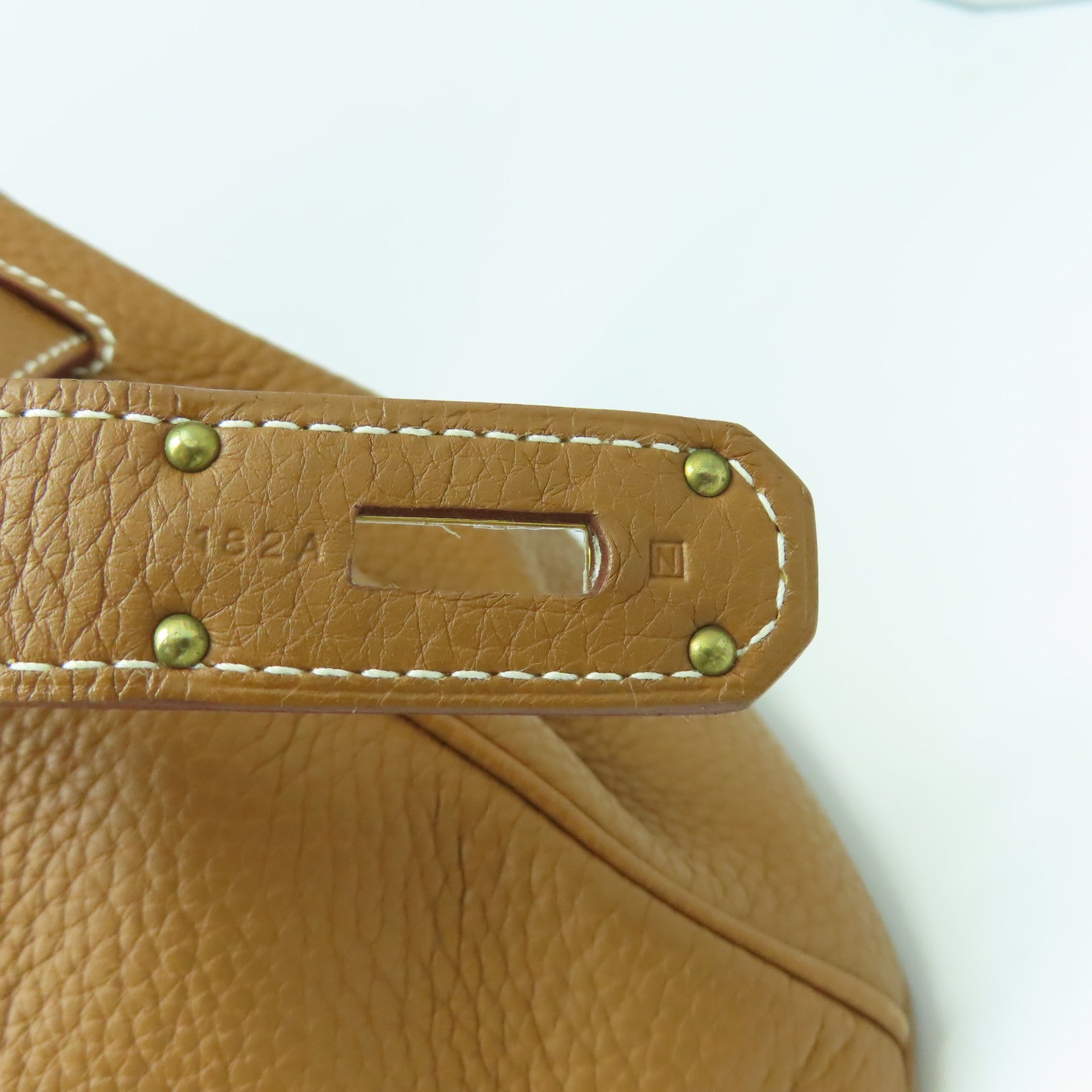 HERMES Clemence皮革ShoulderBirkin金扣肩背袋金色經典駝色