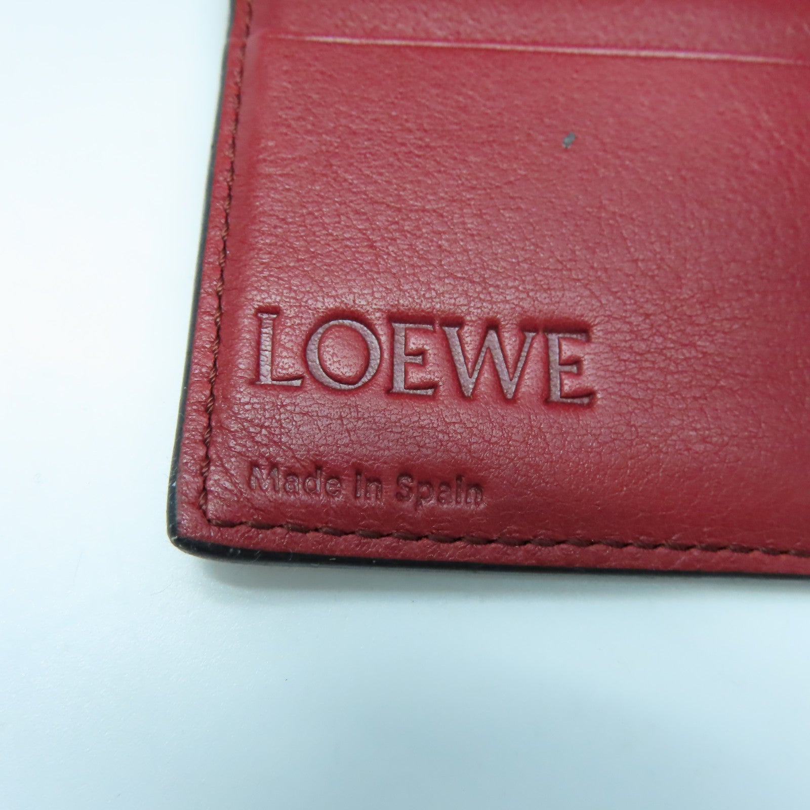 LOEWE 牛皮皮革Wallet銀扣錢包棕色