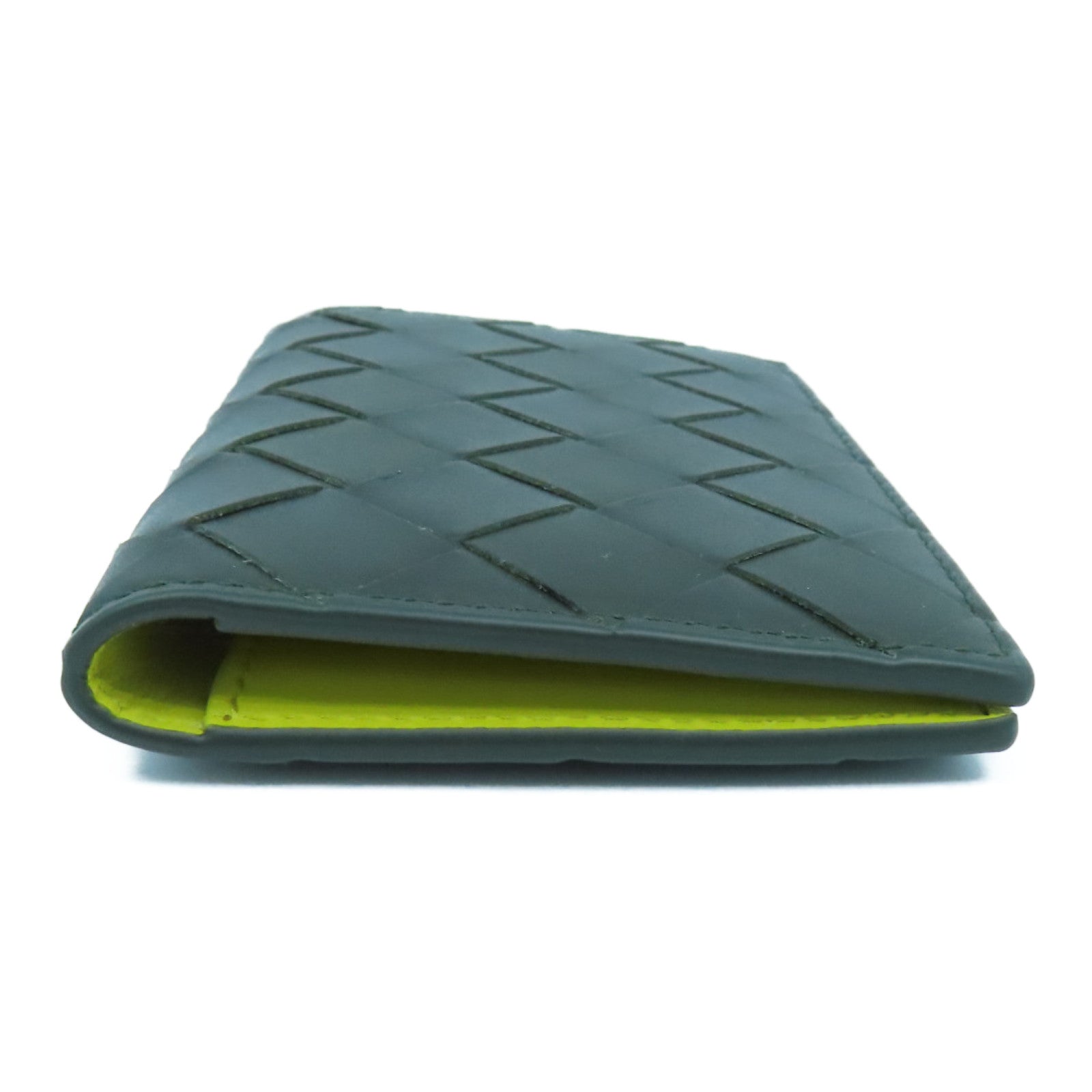BOTTEGA VENETA 织纹皮革Card Case卡片套牛油果绿色/黄色
