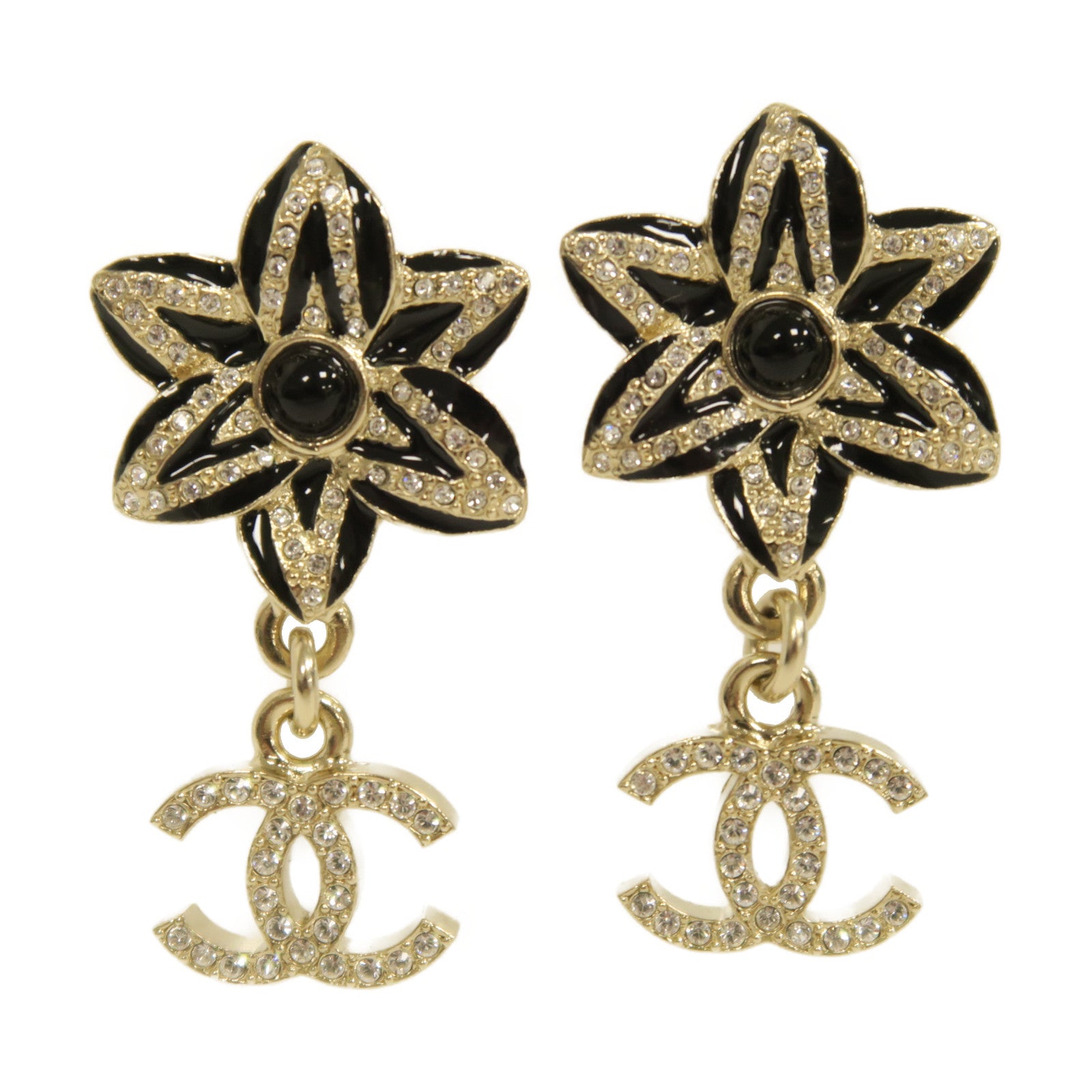 CHANEL 金屬Earrings耳環銀色/黑色