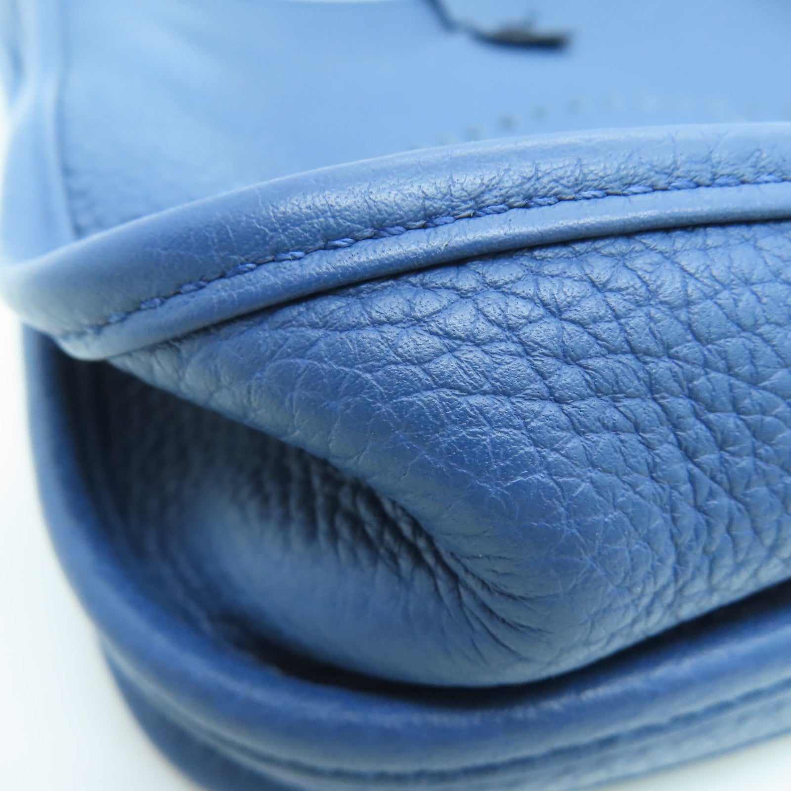 HERMES Clemence皮革Evelyne PM银扣肩背袋Blue Agate/蓝色