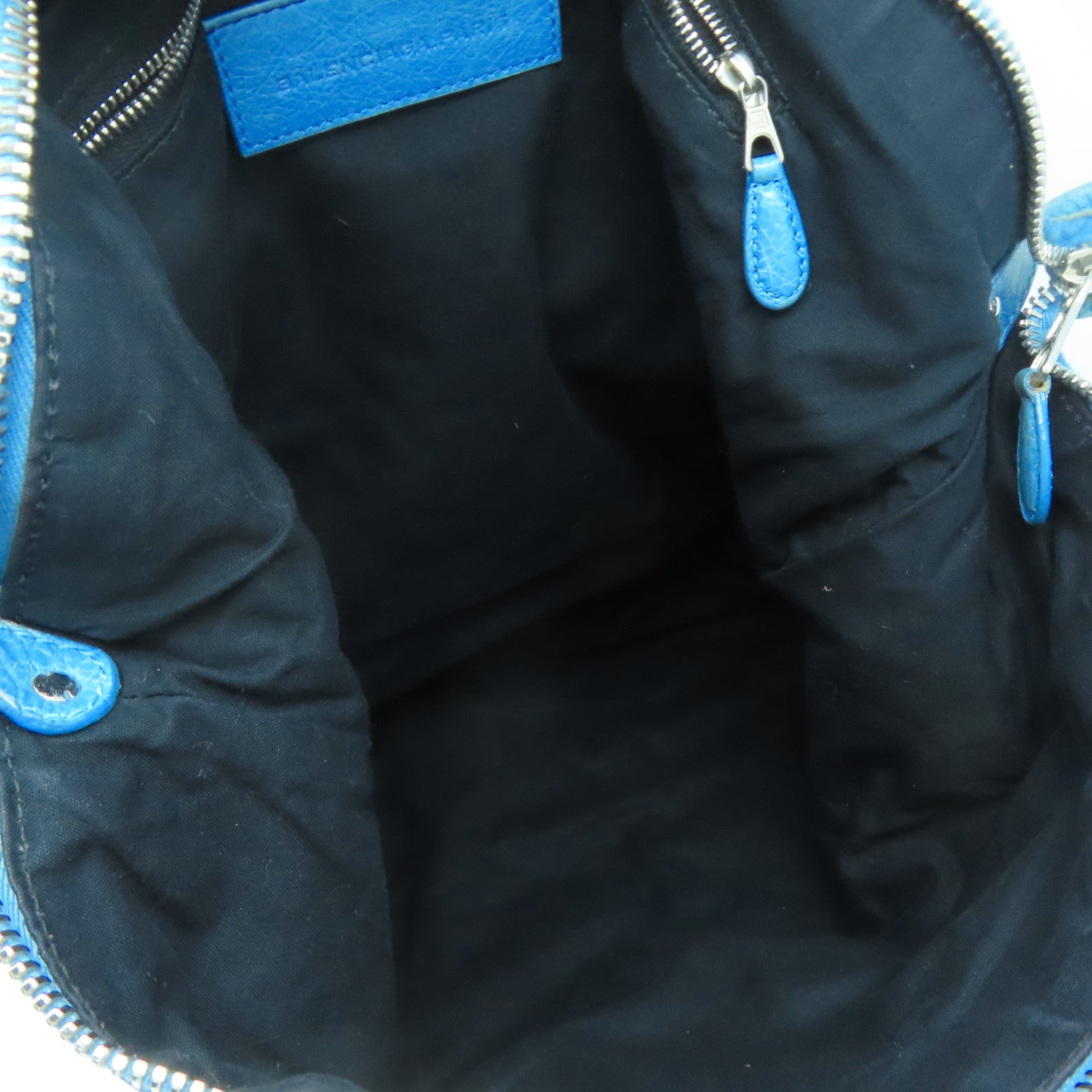 BALENCIAGA 牛皮皮革Giant Bag銀扣肩背袋藍色
