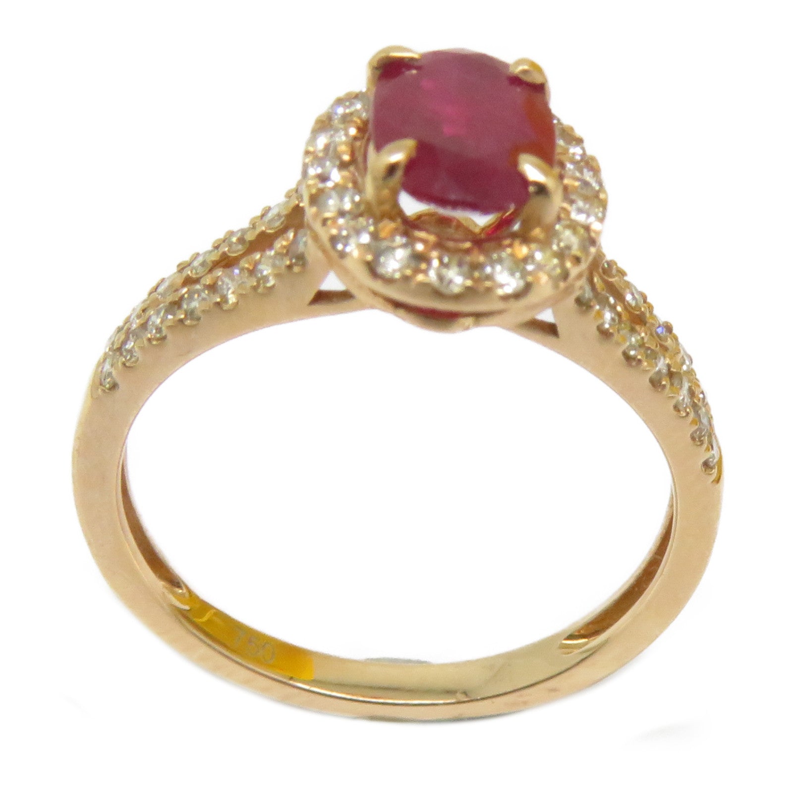 JEWELRY 18K玫瑰金Ruby Diamond Ring 0.910ct紅寶石/0.380ct鑽石戒指US#7