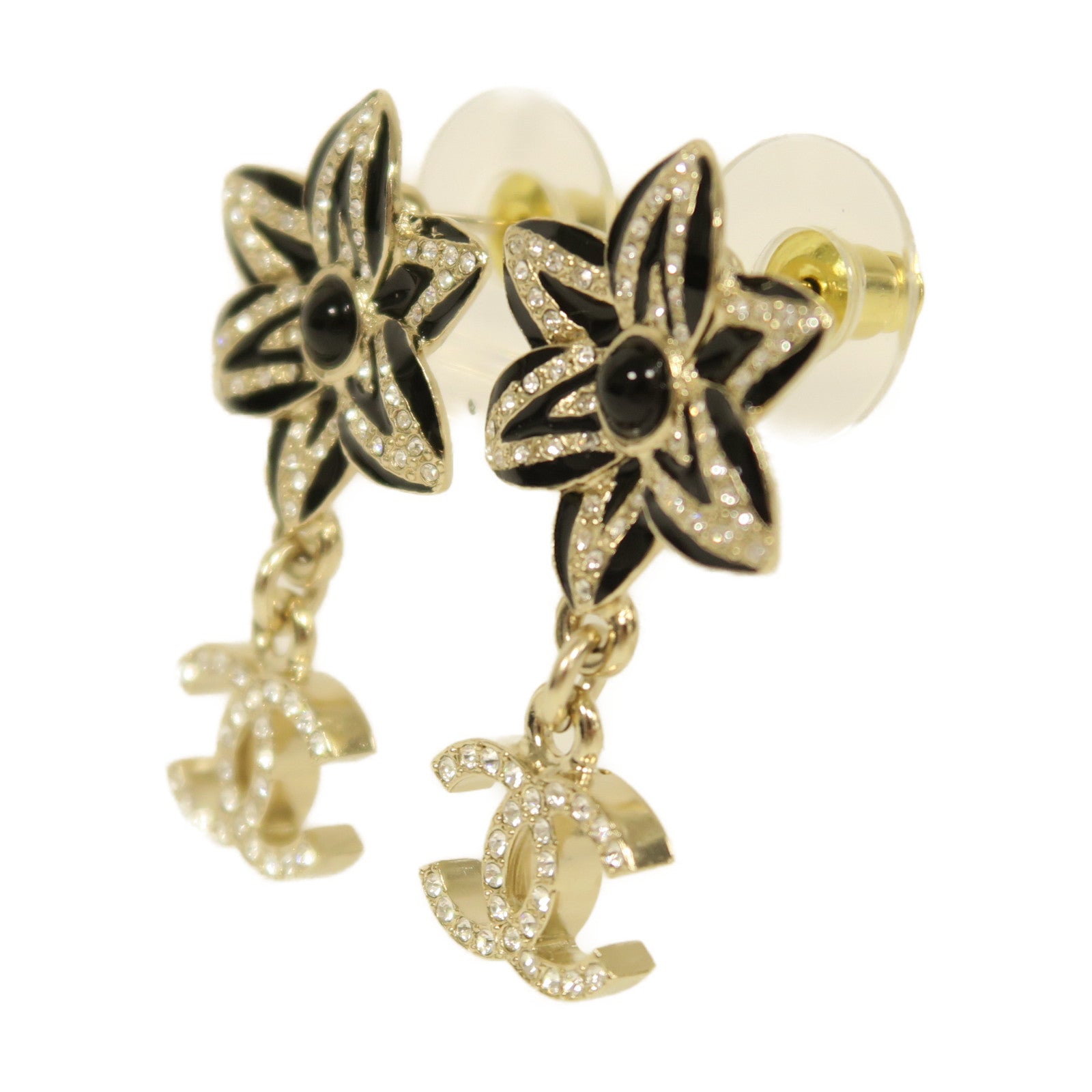 CHANEL 金屬Earrings耳環銀色/黑色