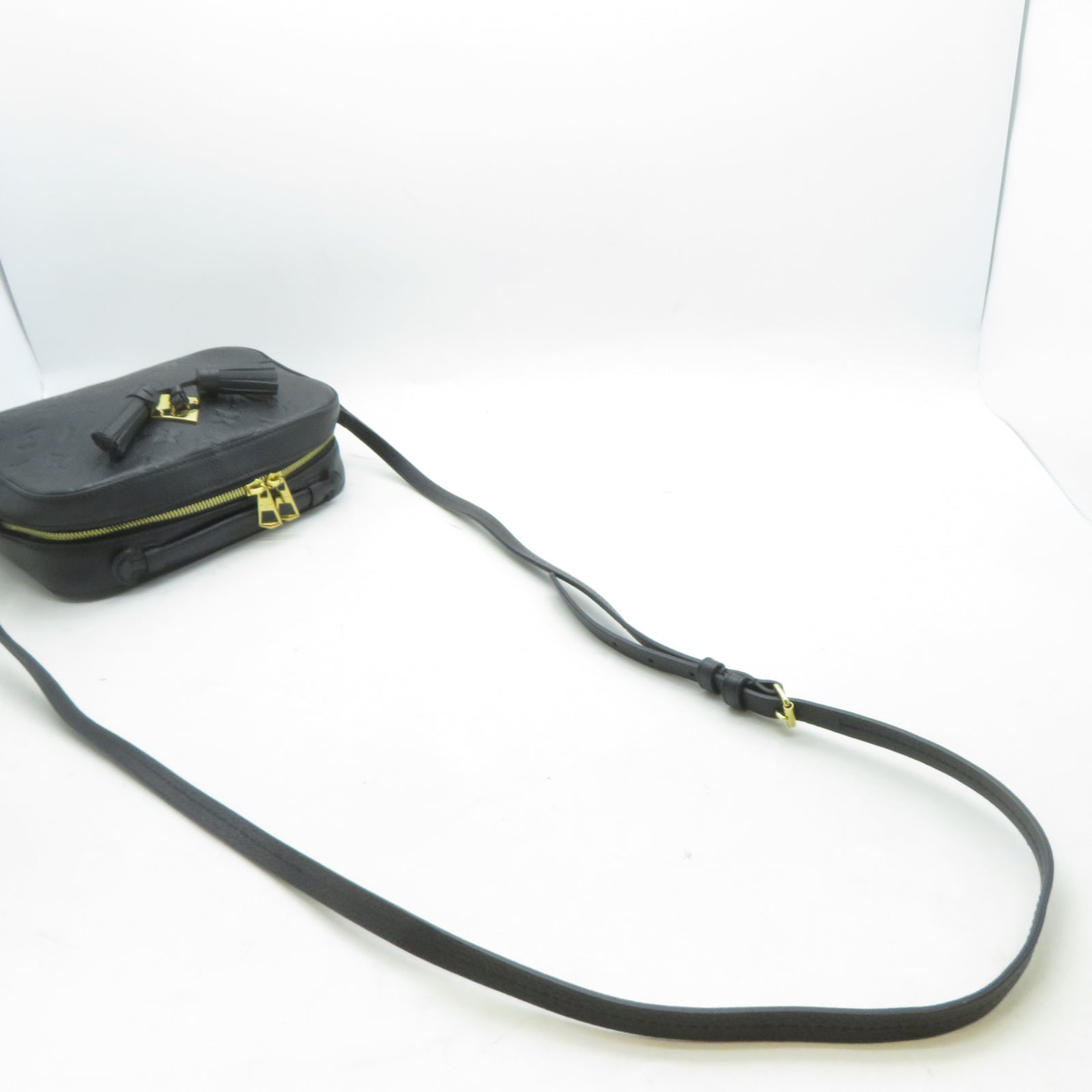 LOUIS VUITTON Monogram Empreinte Saiutonge金扣肩背袋黑色