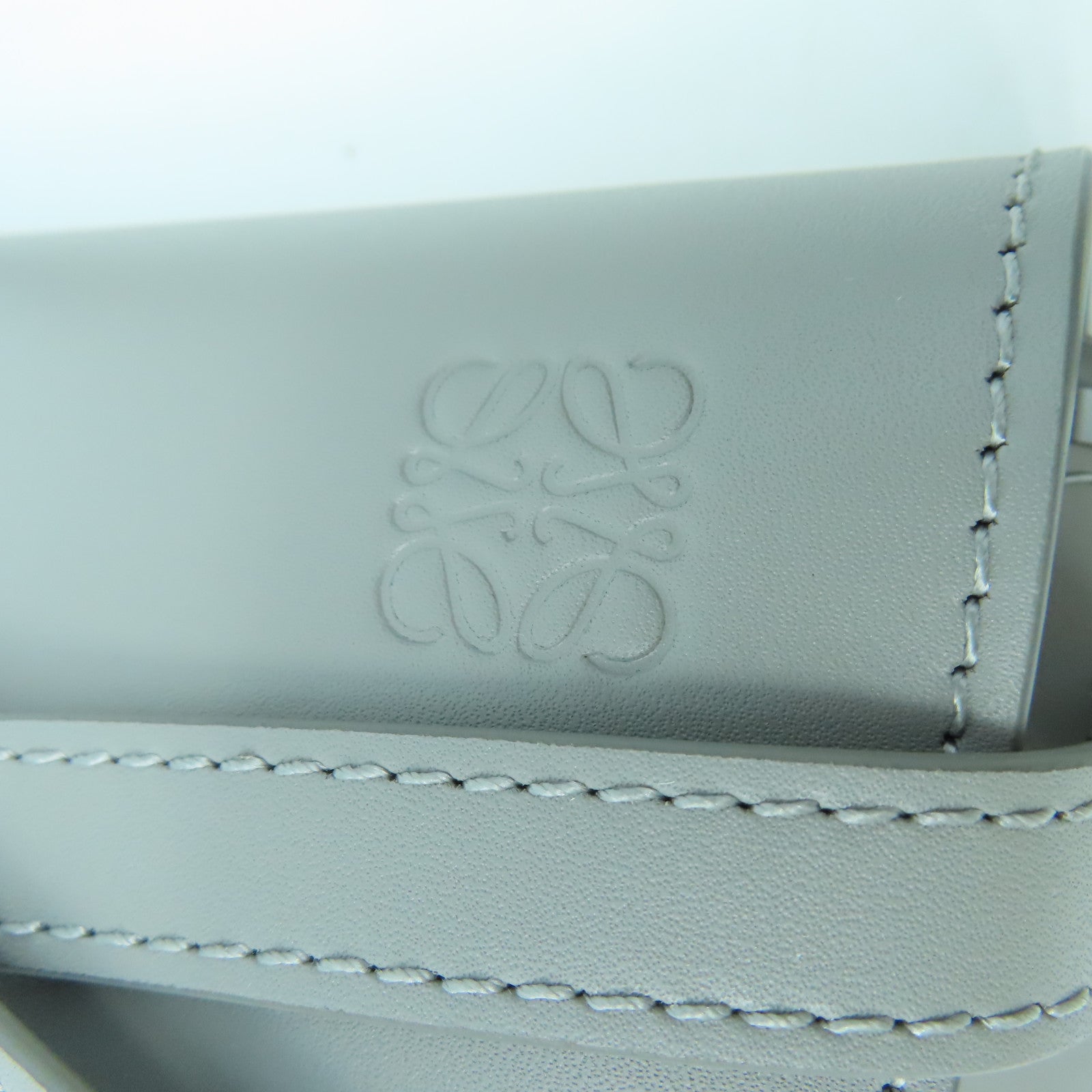 LOEWE 牛皮皮革Mini Gate Dual Bag銀扣肩背袋灰色