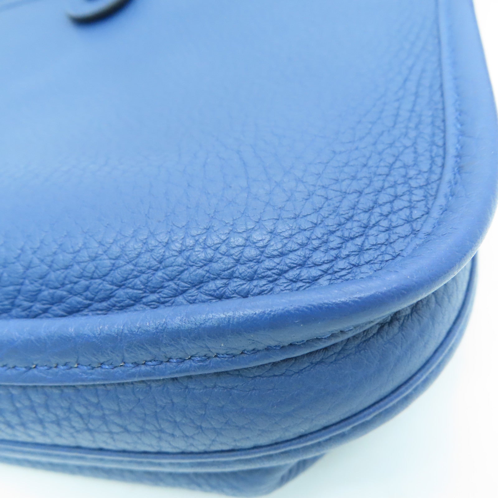 HERMES Clemence皮革Evelyne PM银扣肩背袋Blue Agate/蓝色