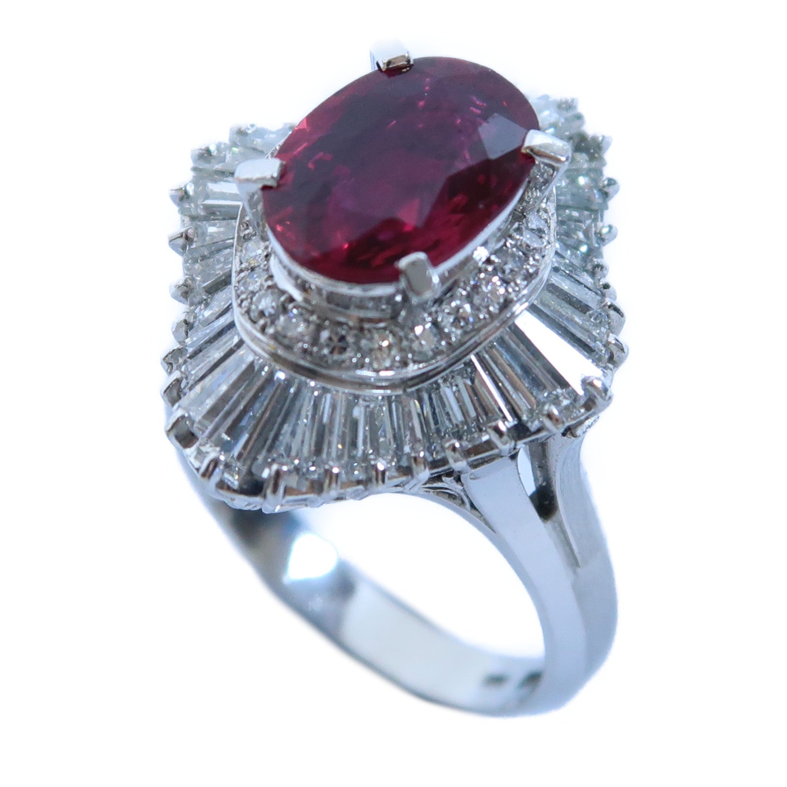 JEWELRY PT900鉑金Ruby Ring 1.90ct紅寶石/1.84鑽石戒指US#7.25