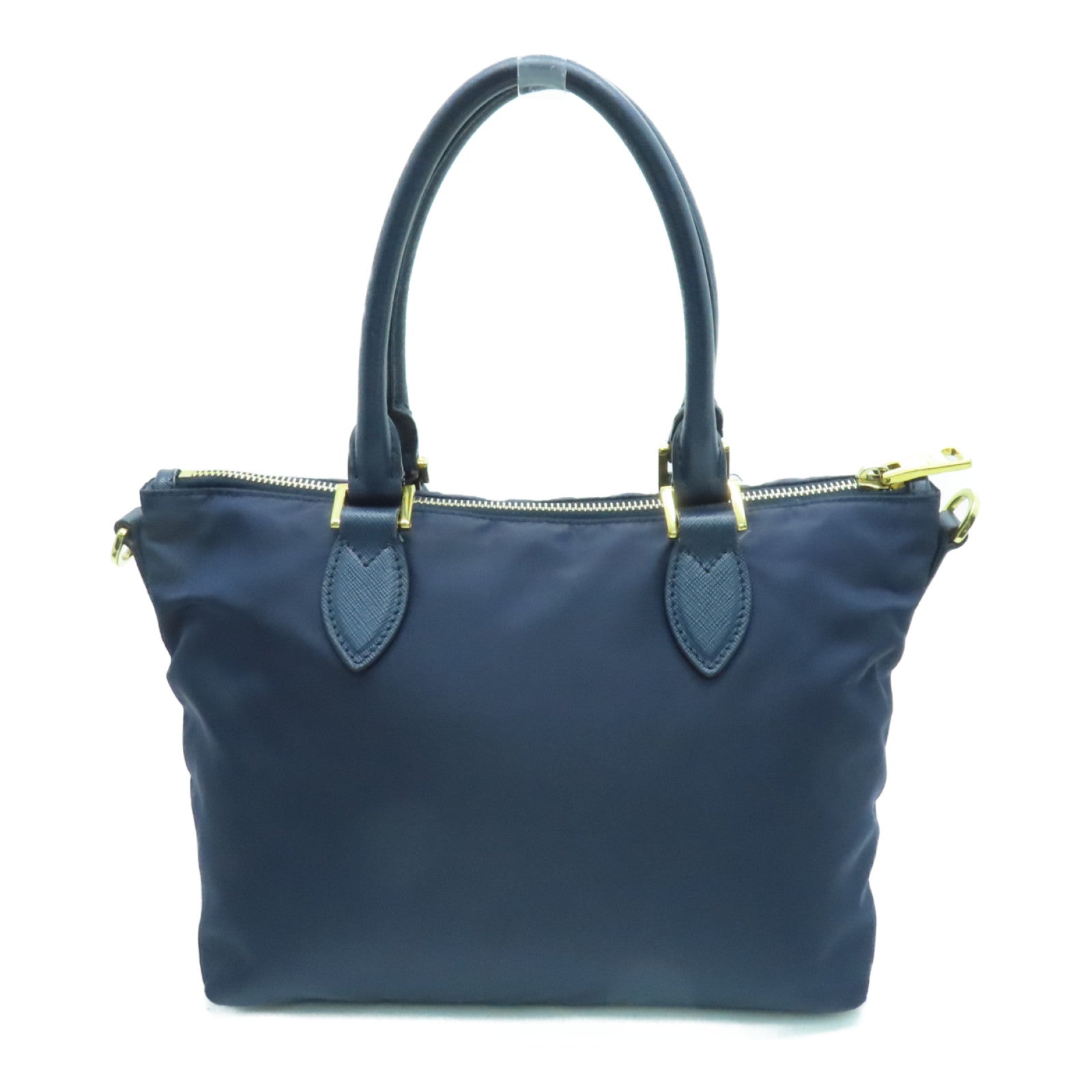 PRADA Nylon 2 Way Shoulder Bag Gold Buckle Handle Shoulder Bag Dark Blue
