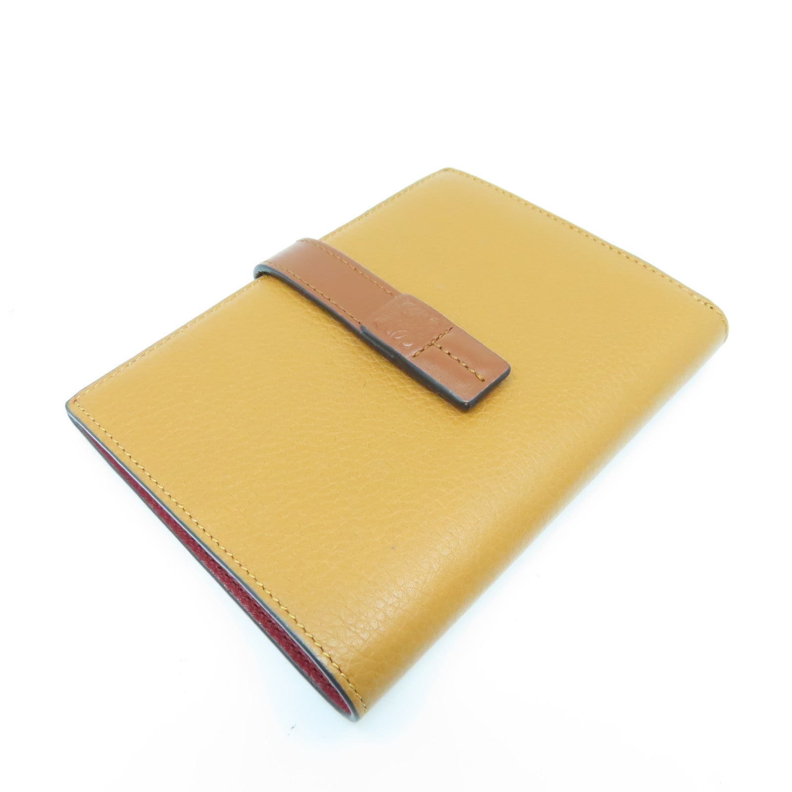 LOEWE 牛皮皮革Wallet銀扣錢包棕色
