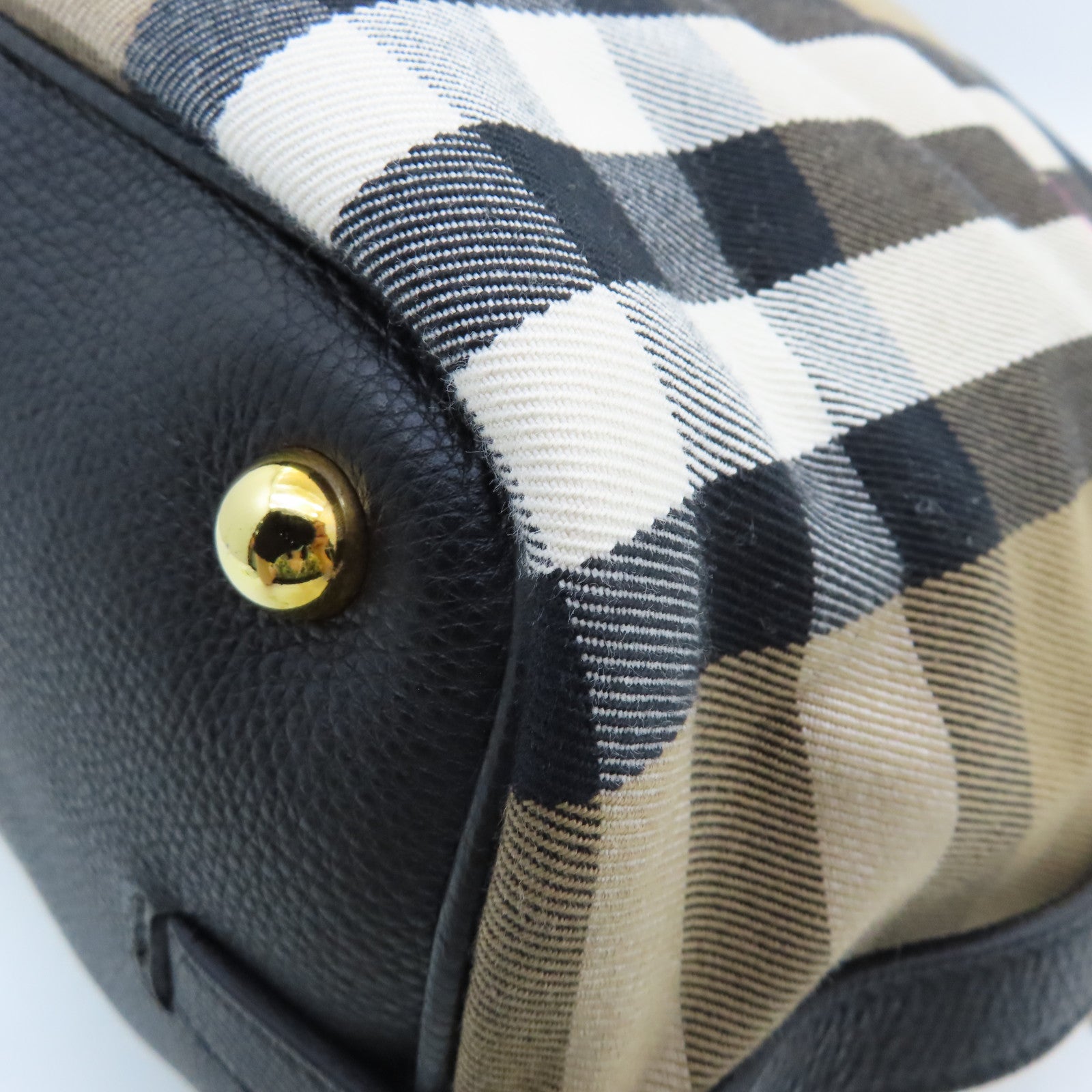 BURBERRY 帆布/牛皮皮革Shoulder Bag金扣肩背袋啡色/黑色