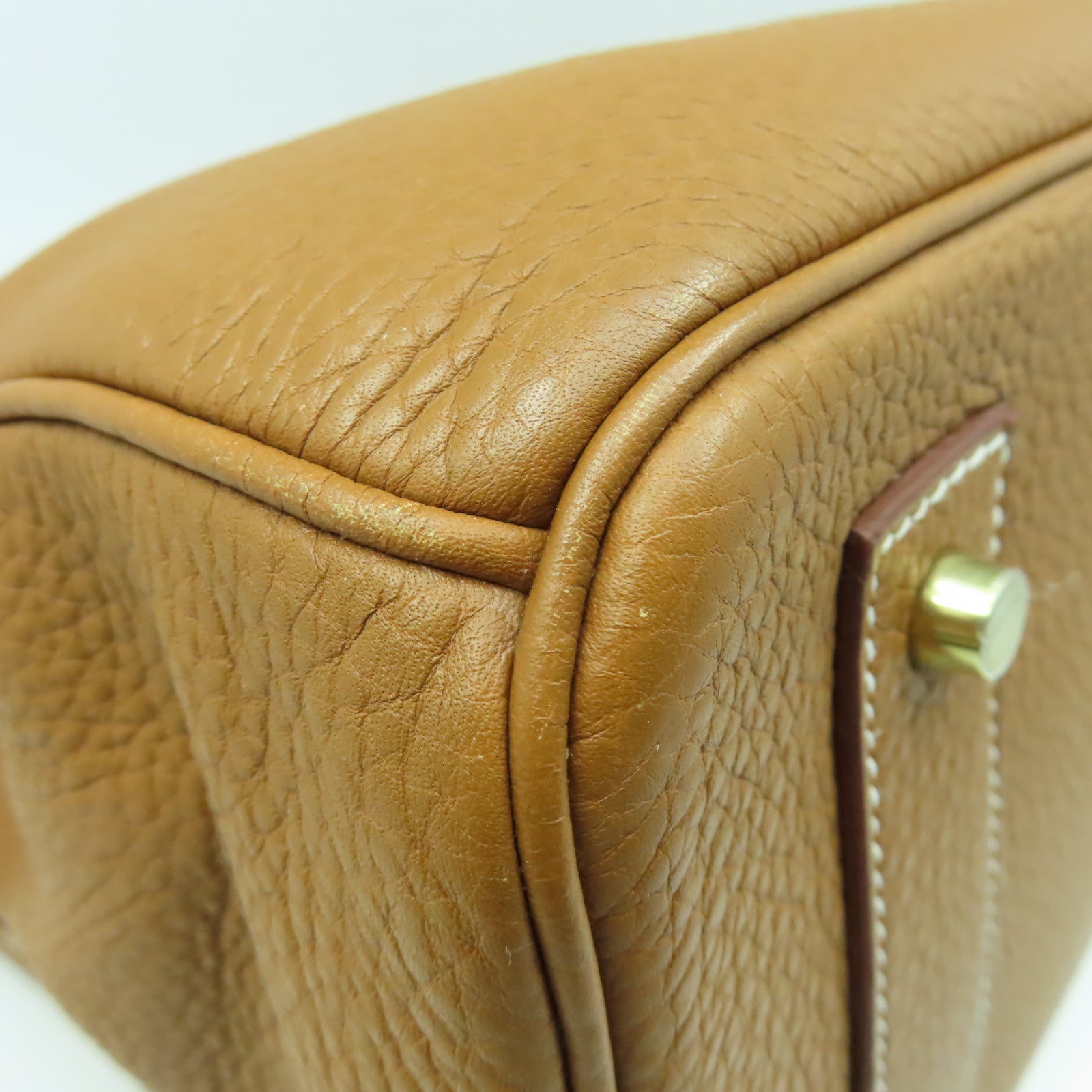 HERMES Clemence皮革ShoulderBirkin金扣肩背袋金色經典駝色