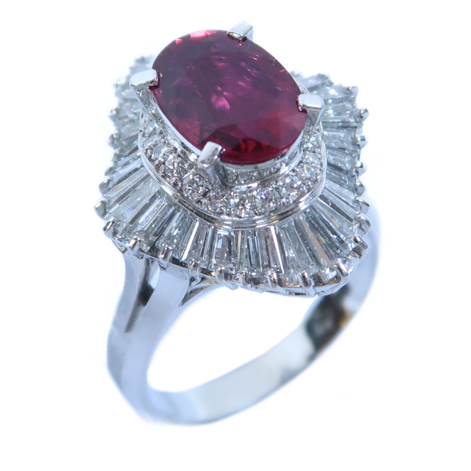JEWELRY PT900鉑金Ruby Ring 1.90ct紅寶石/1.84鑽石戒指US#7.25