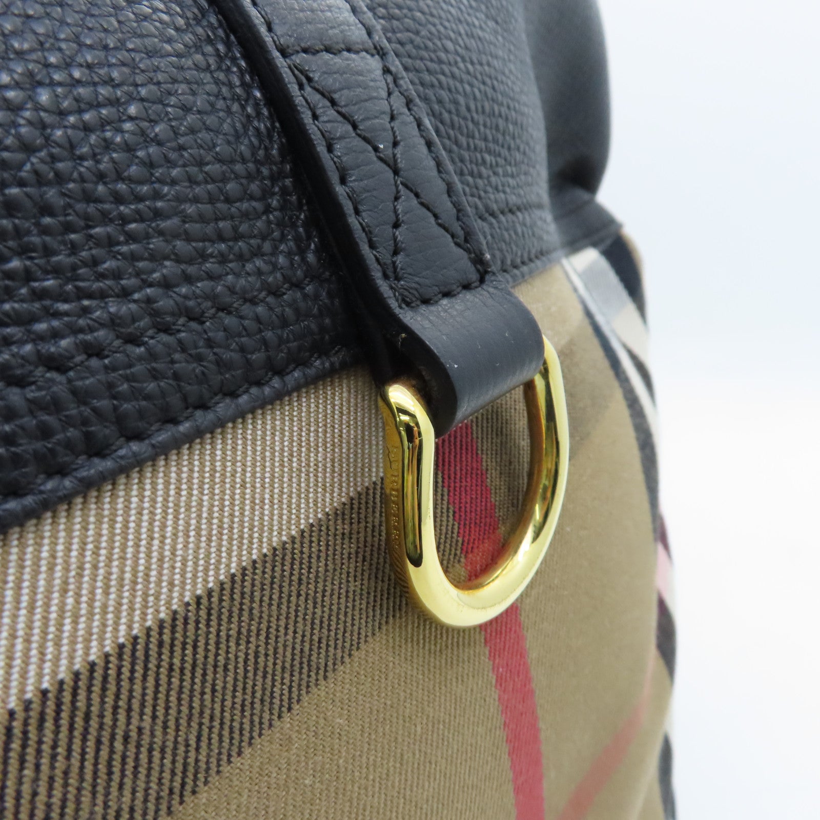 BURBERRY 帆布/牛皮皮革Shoulder Bag金扣肩背袋啡色/黑色