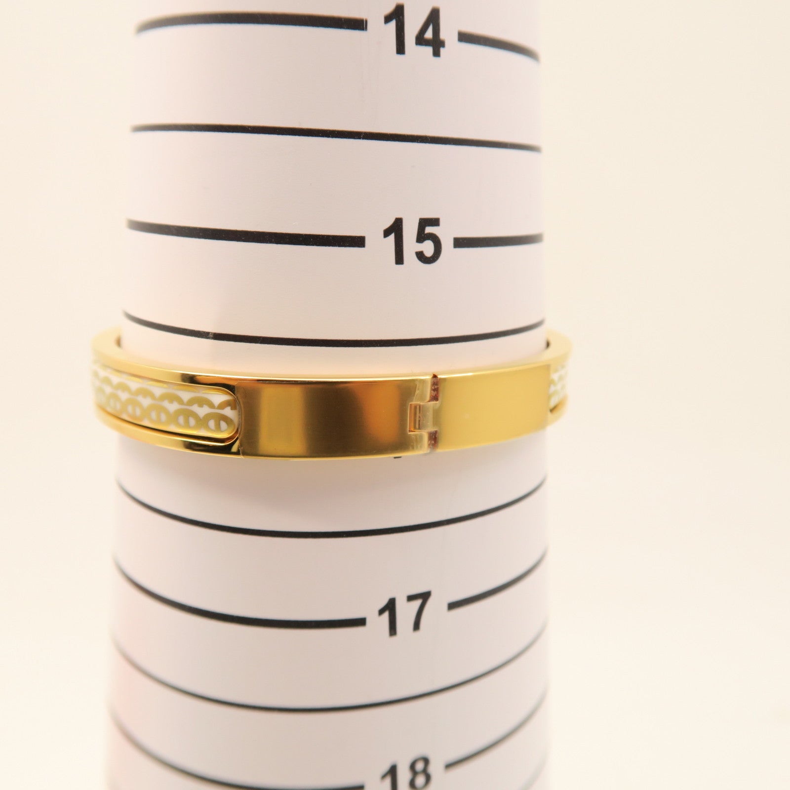 HERMES Metal/Ceramic Mini Clic CDA Bracelet Yellow/White