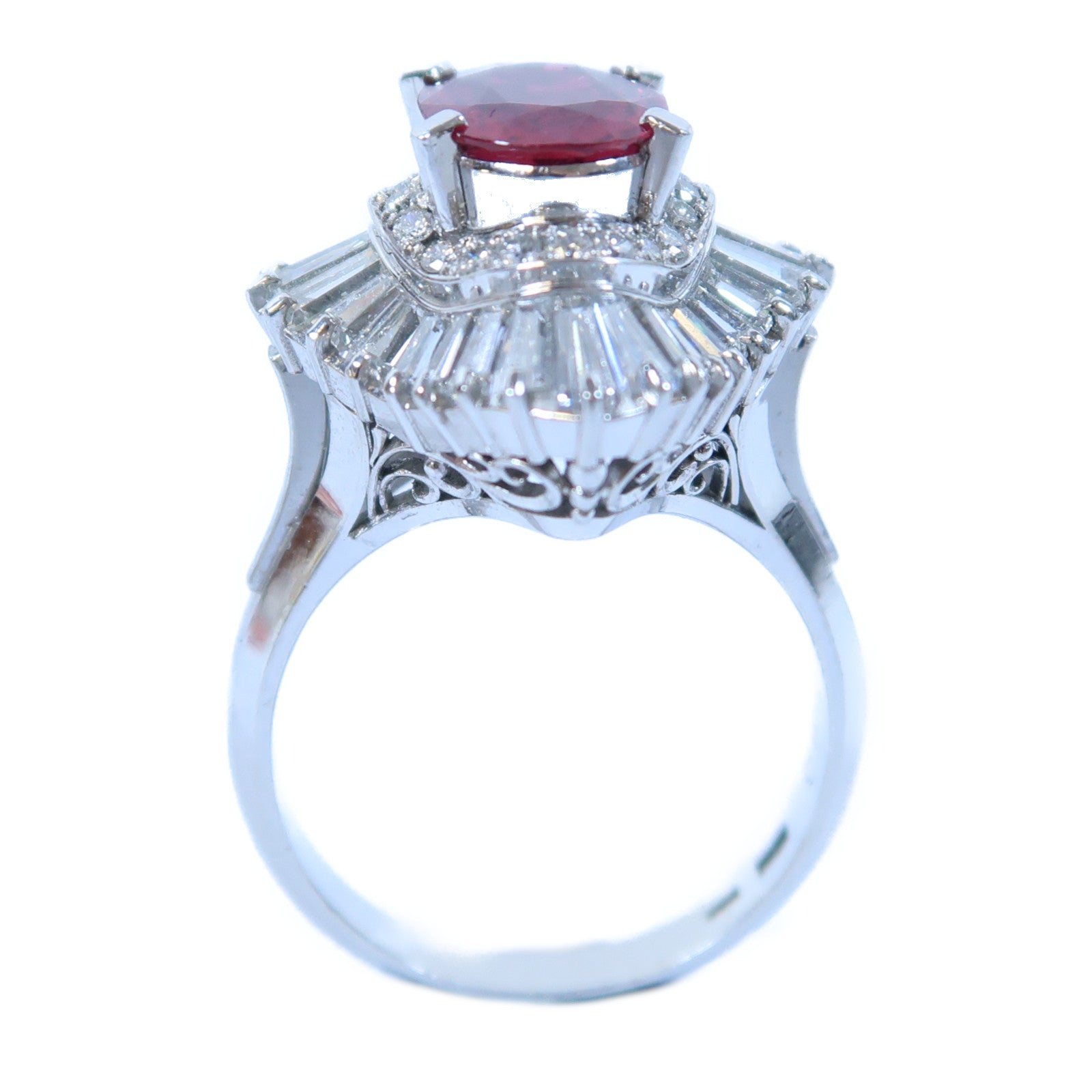 JEWELRY PT900鉑金Ruby Ring 1.90ct紅寶石/1.84鑽石戒指US#7.25