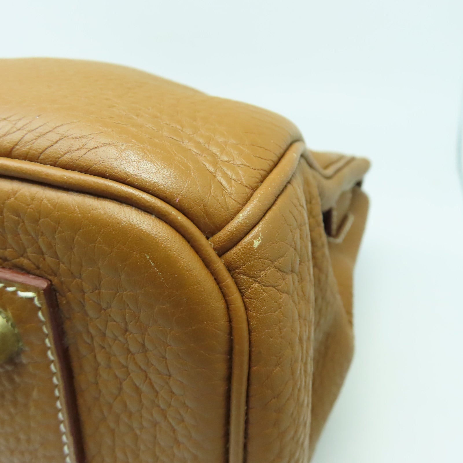 HERMES Clemence皮革ShoulderBirkin金扣肩背袋金色經典駝色