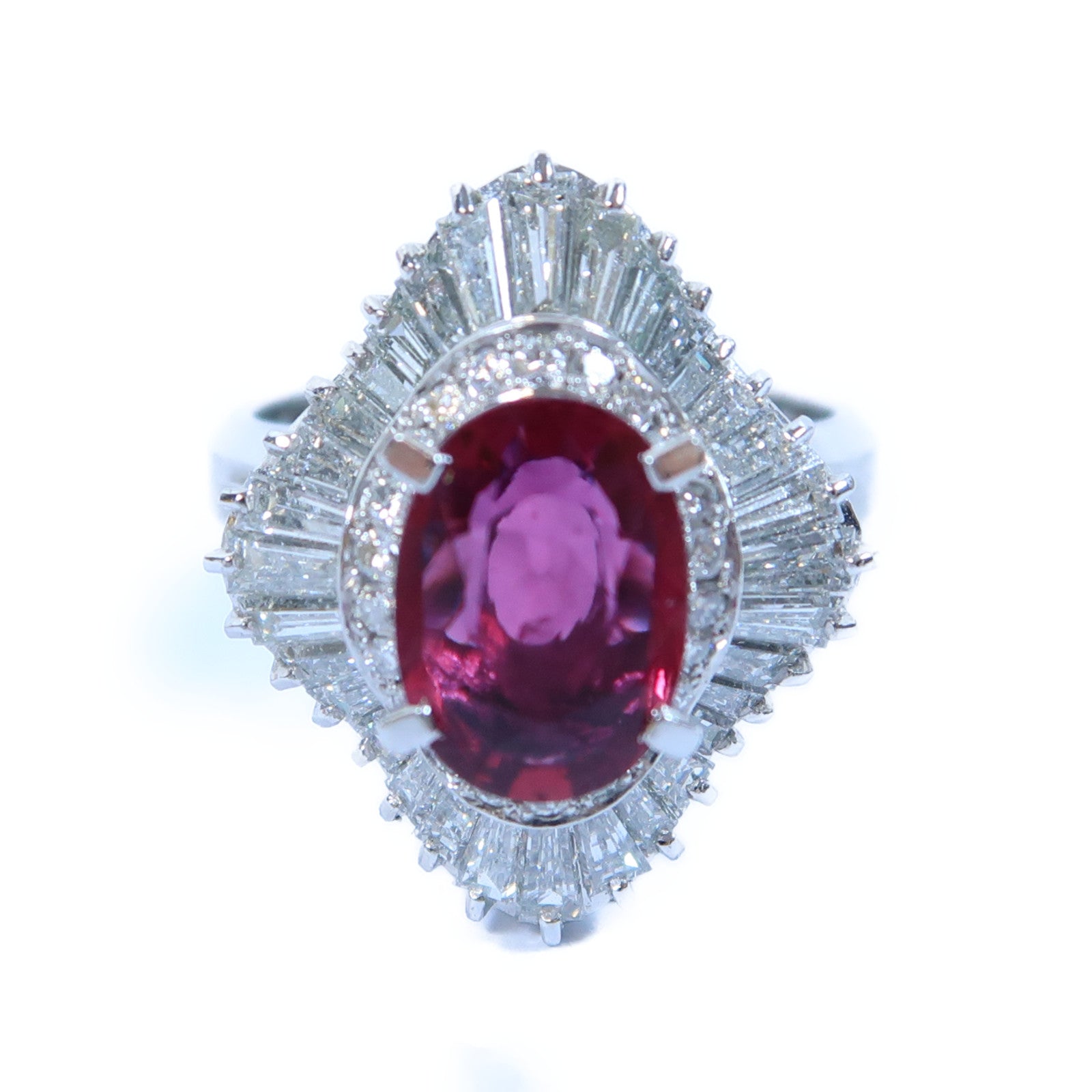 JEWELRY PT900鉑金Ruby Ring 1.90ct紅寶石/1.84鑽石戒指US#7.25