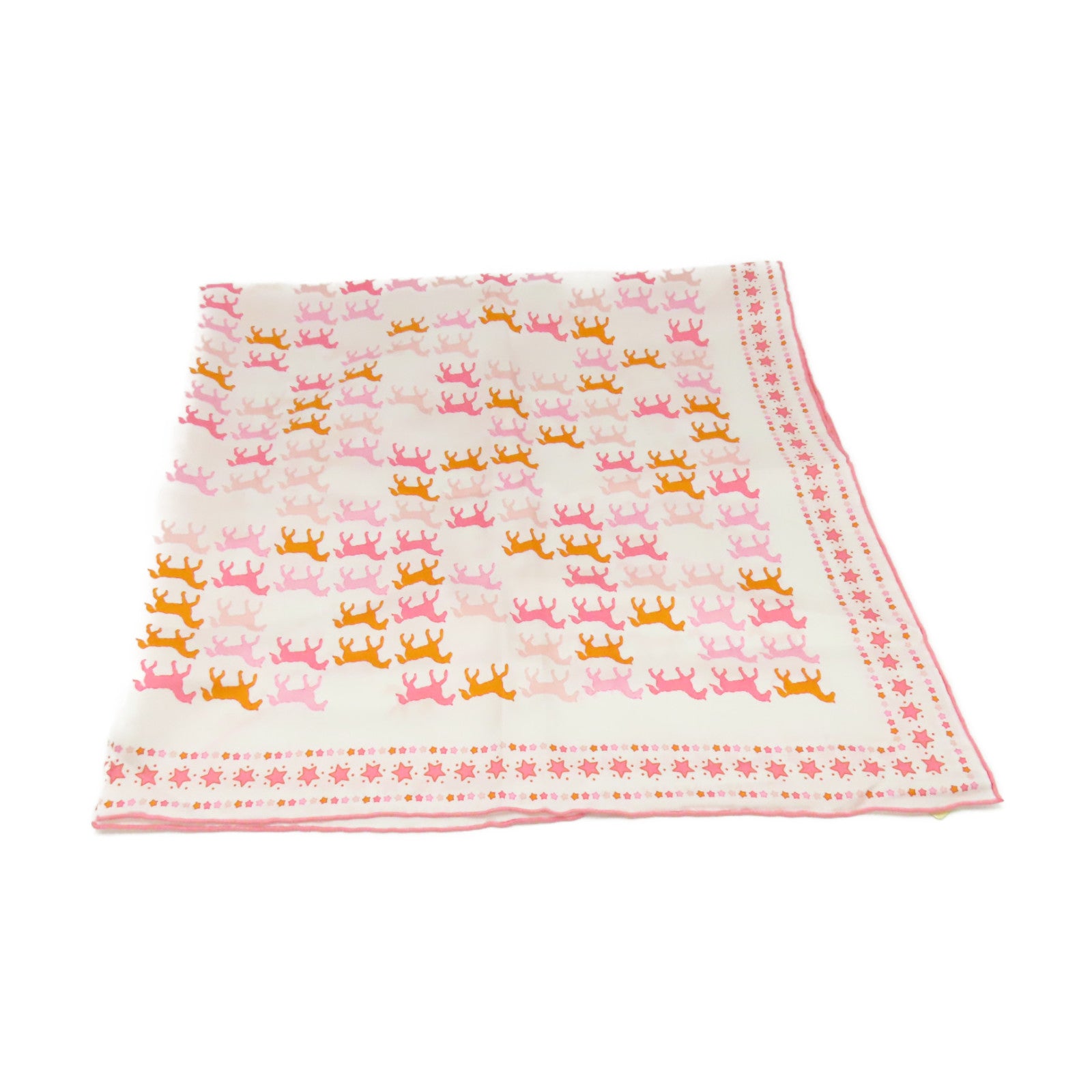 HERMES 【激減優惠】絲質Scarf 90x90絲巾白色/橙色/粉紅色
