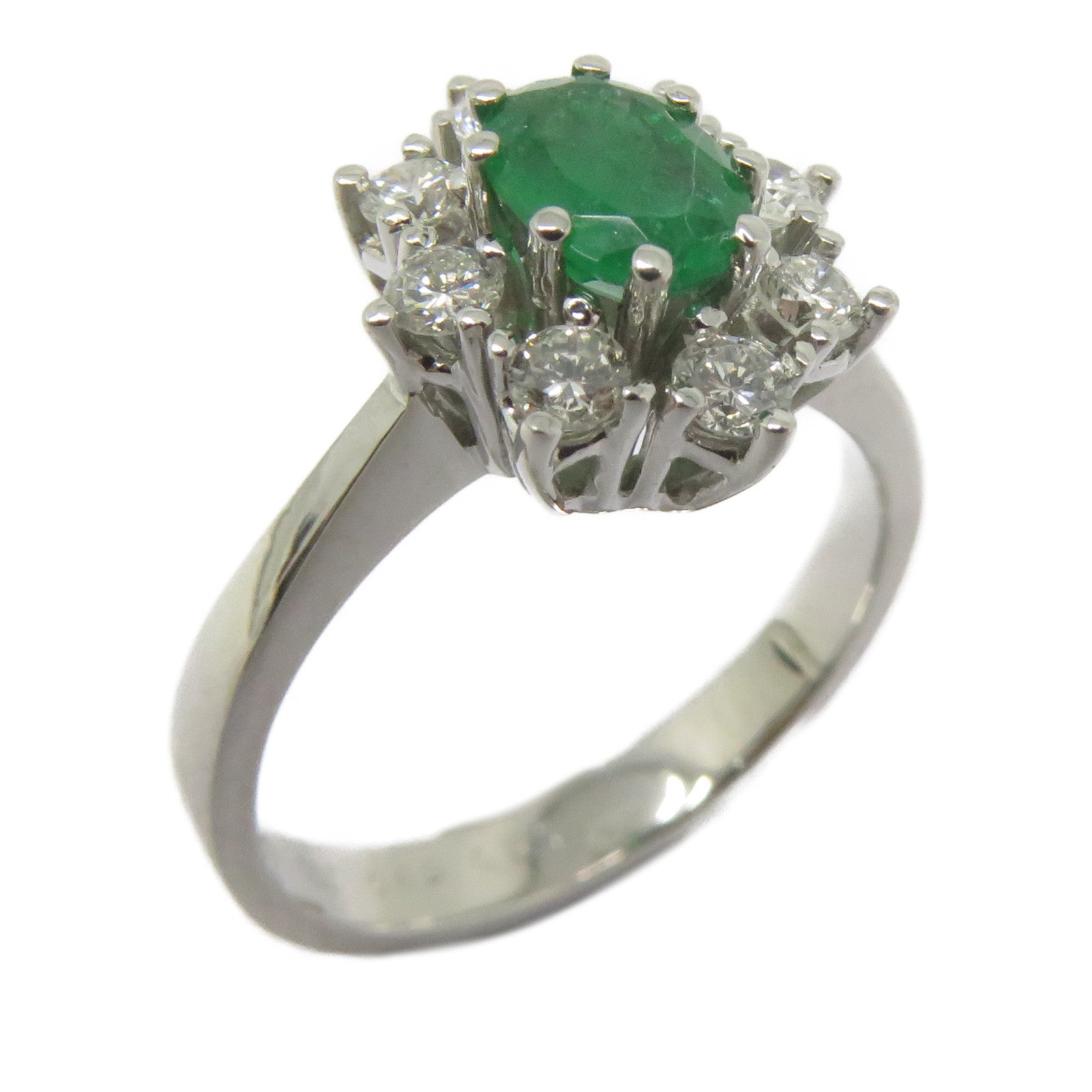 JEWELRY 18K白金Emerald Diamond Ring 0.49ct綠寶石/0.57ct鑽石戒指US#6.5
