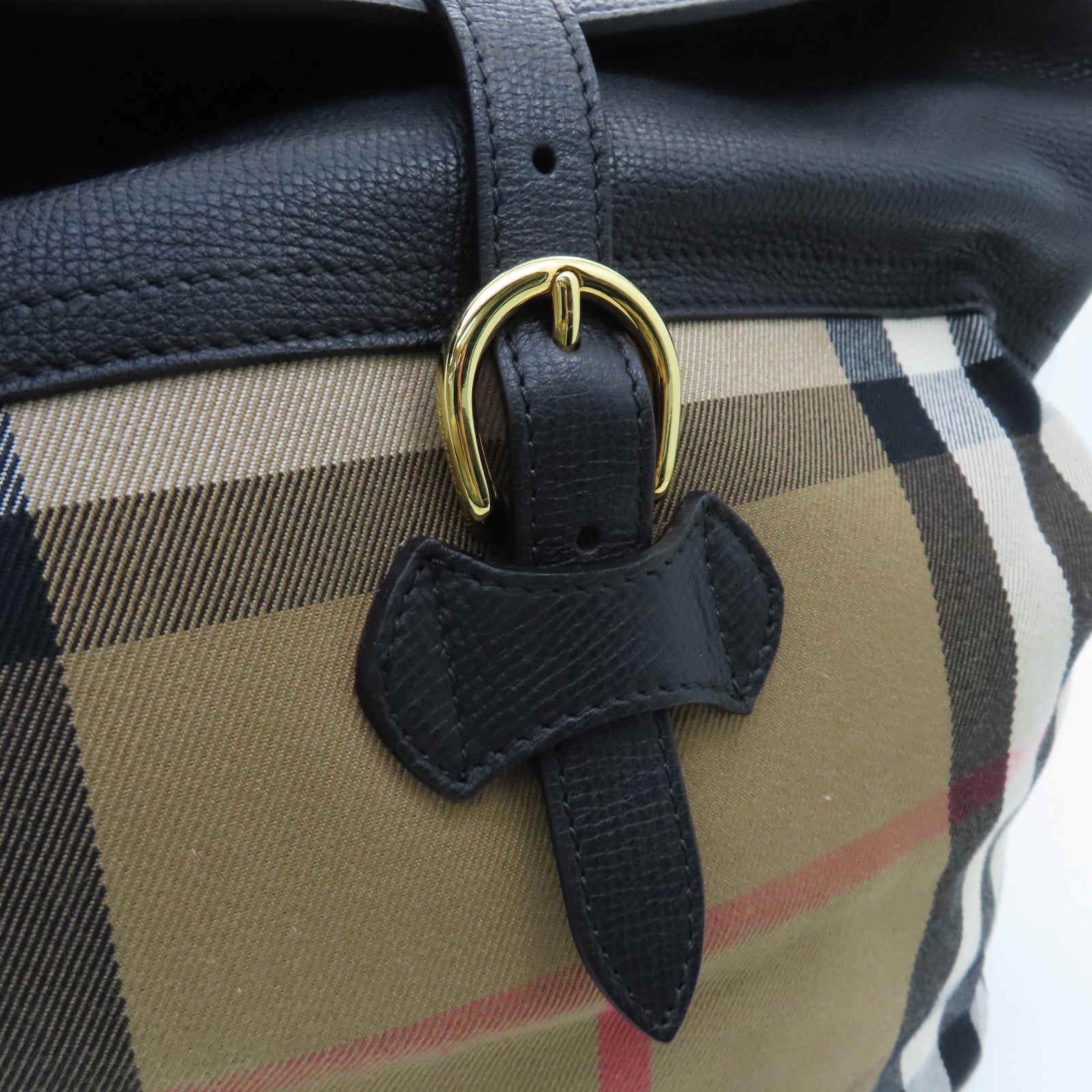 BURBERRY 帆布/牛皮皮革Shoulder Bag金扣肩背袋啡色/黑色