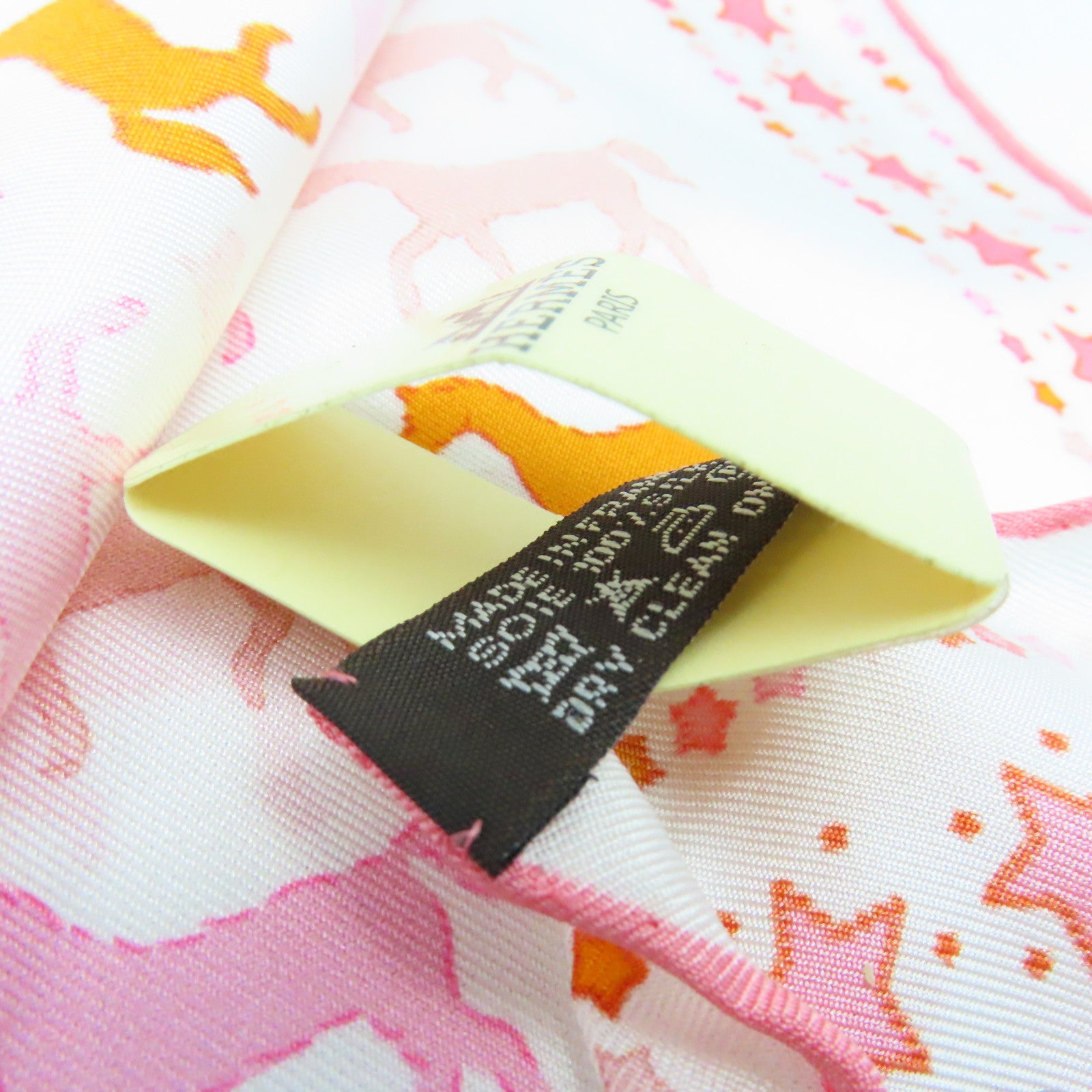 HERMES 【激減優惠】絲質Scarf 90x90絲巾白色/橙色/粉紅色