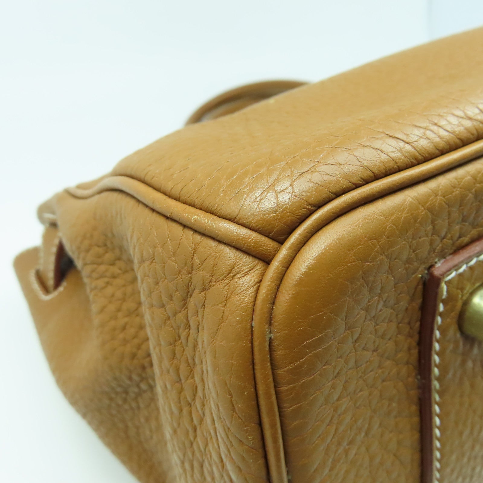 HERMES Clemence皮革ShoulderBirkin金扣肩背袋金色經典駝色