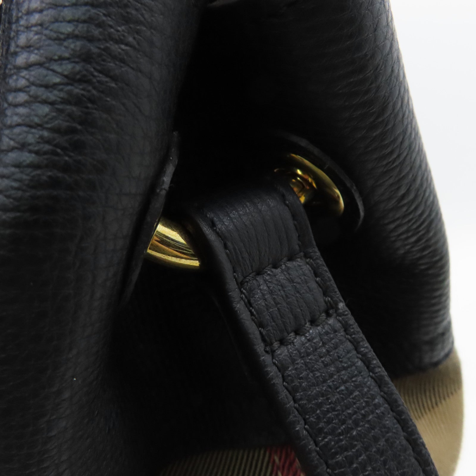 BURBERRY 帆布/牛皮皮革Shoulder Bag金扣肩背袋啡色/黑色