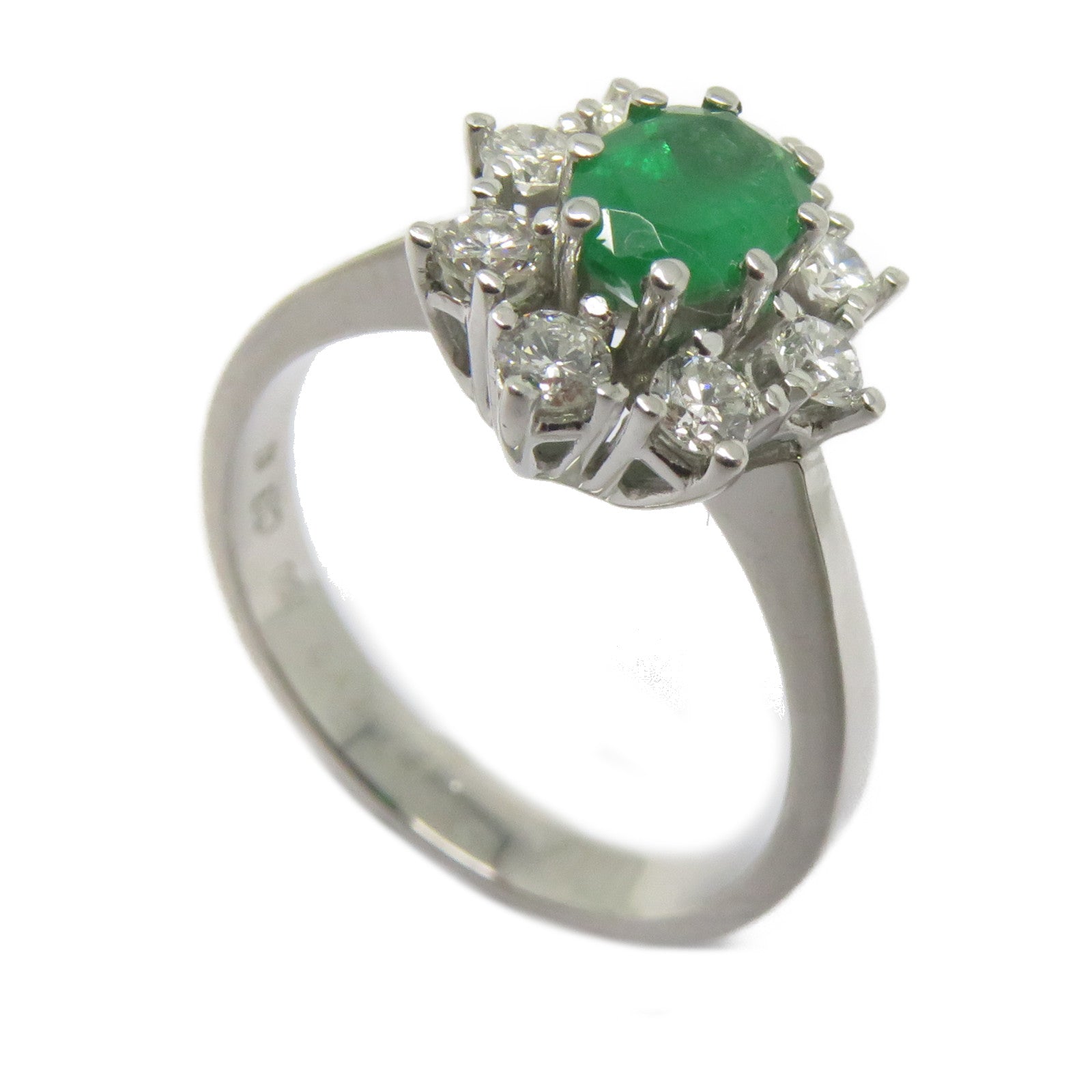 JEWELRY 18K白金Emerald Diamond Ring 0.49ct綠寶石/0.57ct鑽石戒指US#6.5
