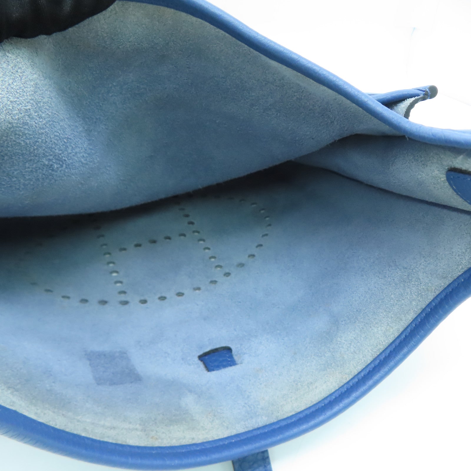 HERMES Clemence皮革Evelyne PM银扣肩背袋Blue Agate/蓝色