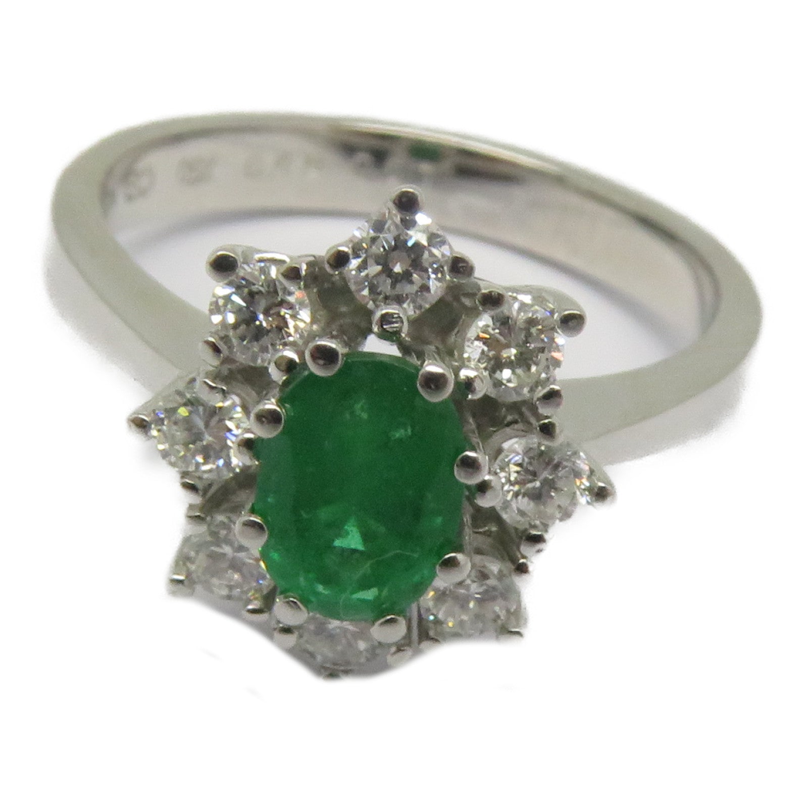 JEWELRY 18K白金Emerald Diamond Ring 0.49ct綠寶石/0.57ct鑽石戒指US#6.5