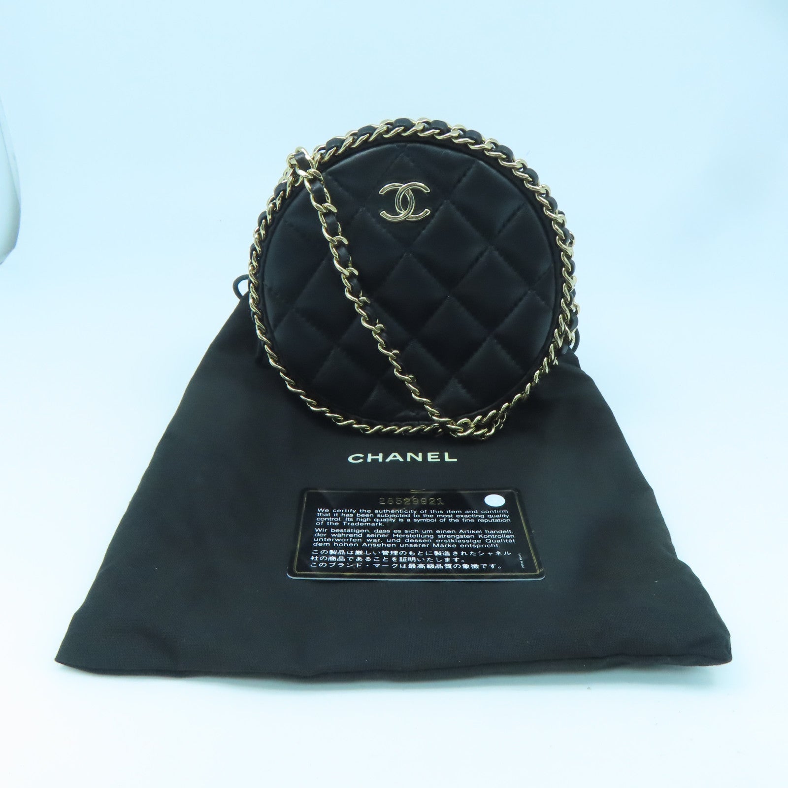 CHANEL rhombic sheepskin leather Chain Shoulder Bag gold buckle chain shoulder bag black
