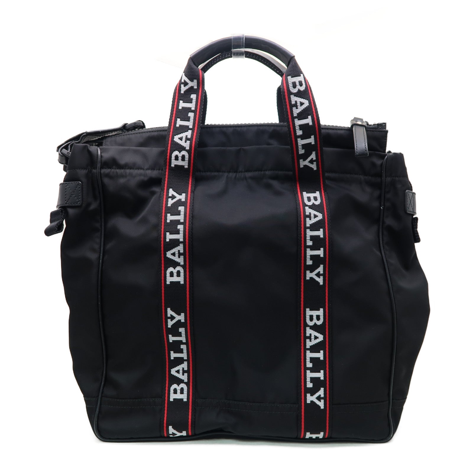 BALLY 尼龍Tote Bag銀扣手挽肩背兩用袋黑色
