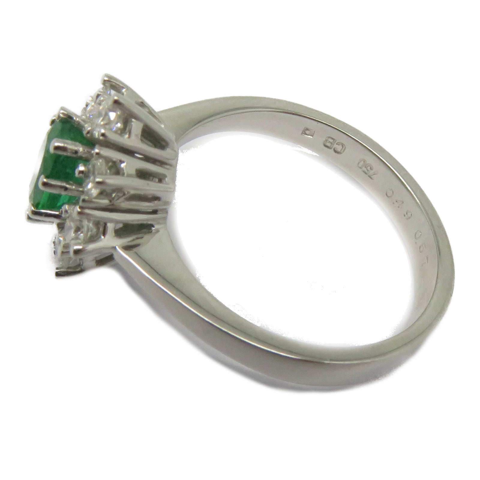 JEWELRY 18K白金Emerald Diamond Ring 0.49ct綠寶石/0.57ct鑽石戒指US#6.5