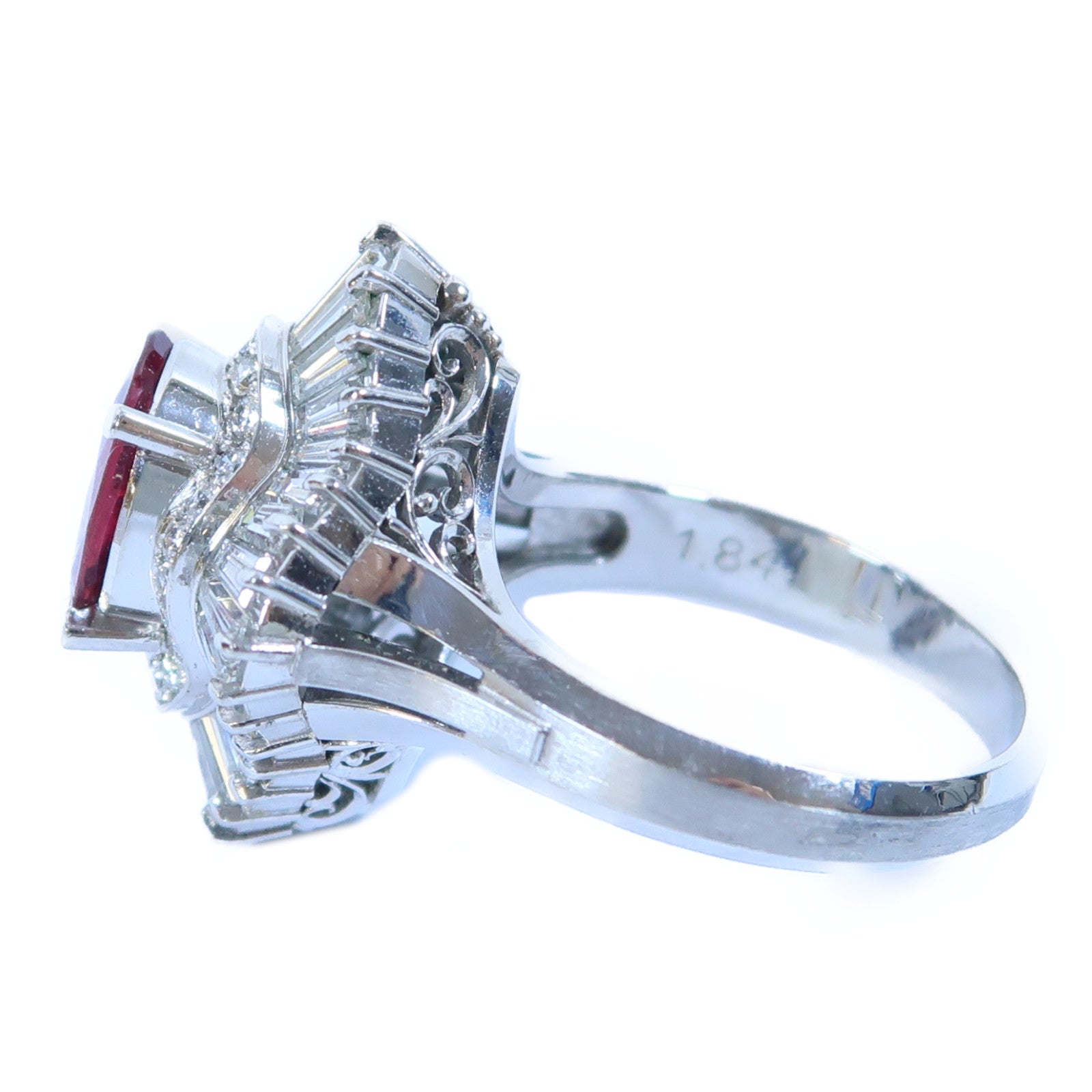 JEWELRY PT900鉑金Ruby Ring 1.90ct紅寶石/1.84鑽石戒指US#7.25