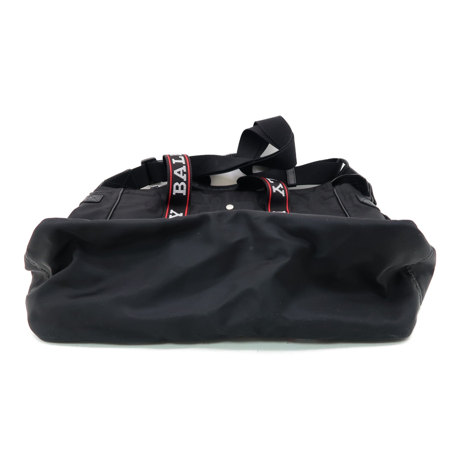 BALLY 尼龍Tote Bag銀扣手挽肩背兩用袋黑色