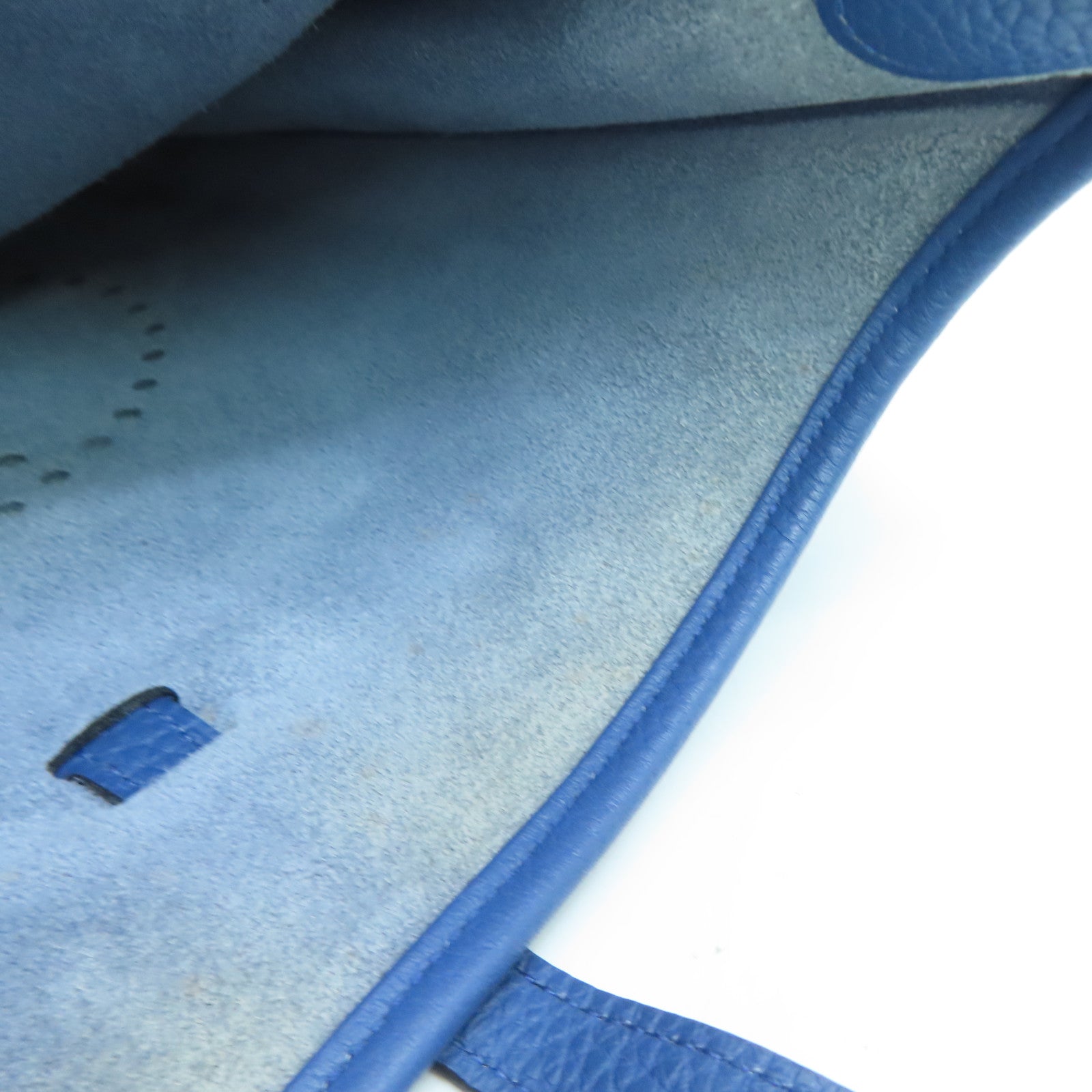 HERMES Clemence皮革Evelyne PM银扣肩背袋Blue Agate/蓝色