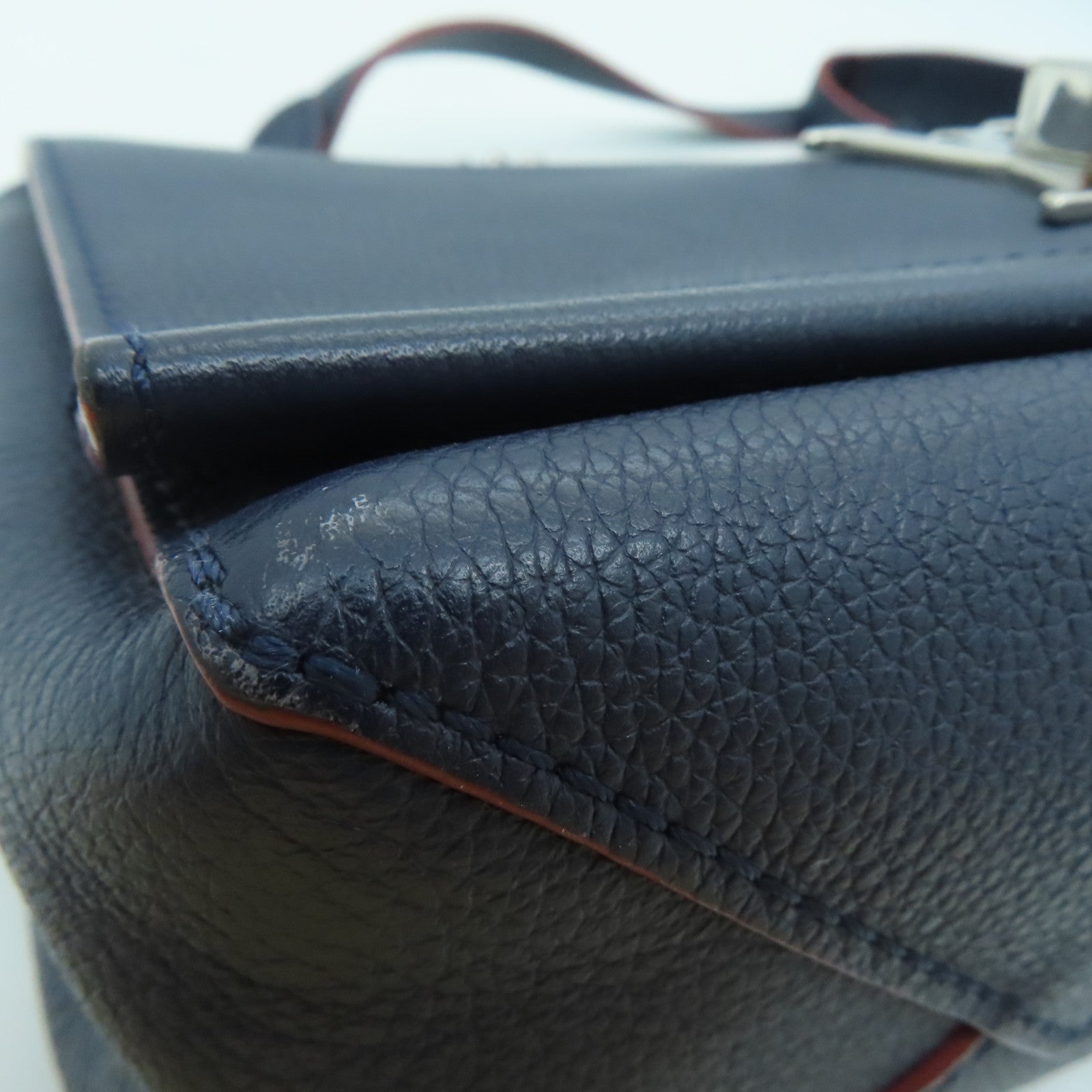 LOUIS VUITTON 牛皮皮革Lockme II BB銀扣鏈條手挽肩背兩用袋Marine Rouge藍色/紅色
