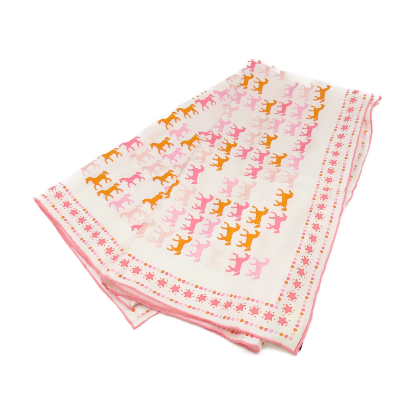 HERMES 【激減優惠】絲質Scarf 90x90絲巾白色/橙色/粉紅色