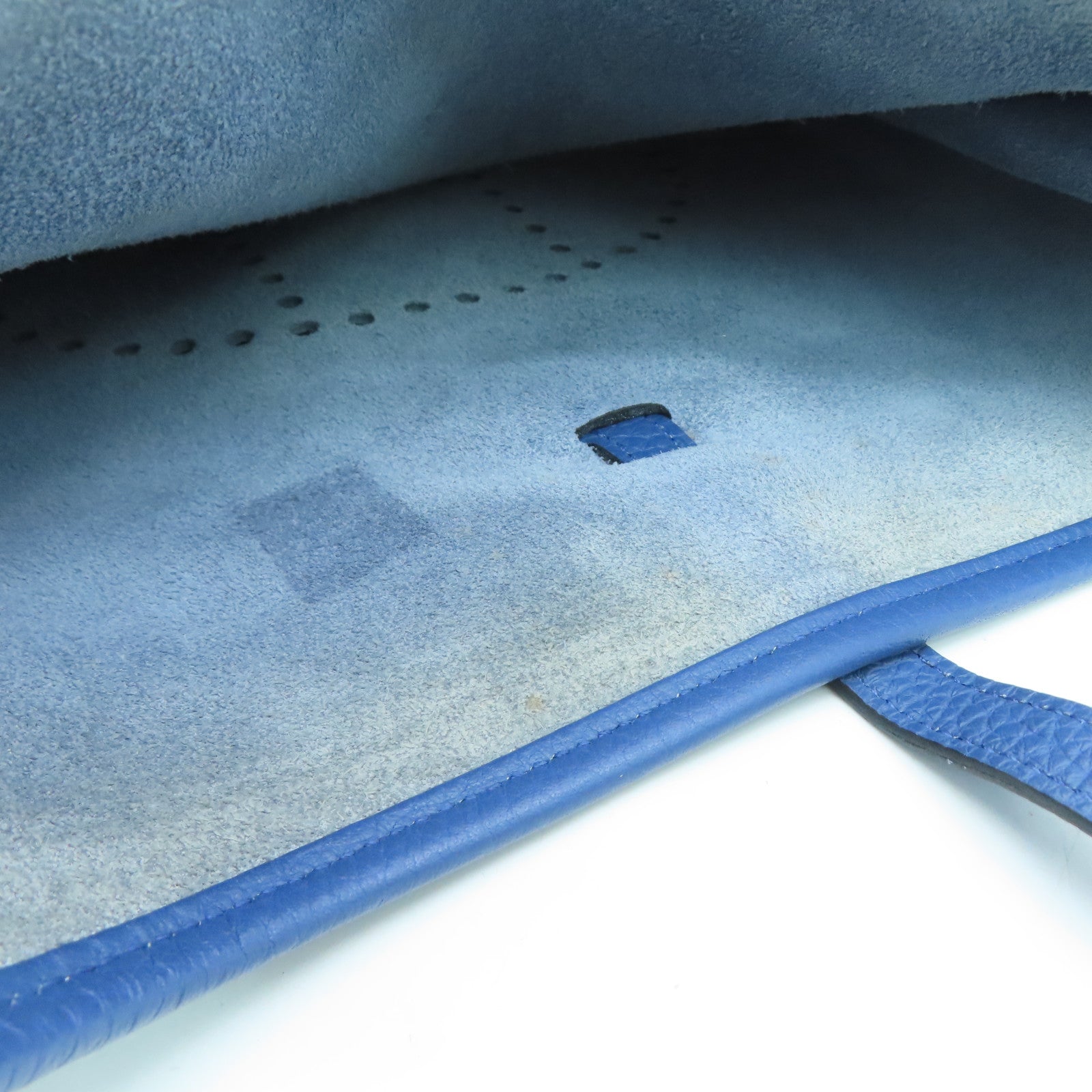 HERMES Clemence皮革Evelyne PM银扣肩背袋Blue Agate/蓝色