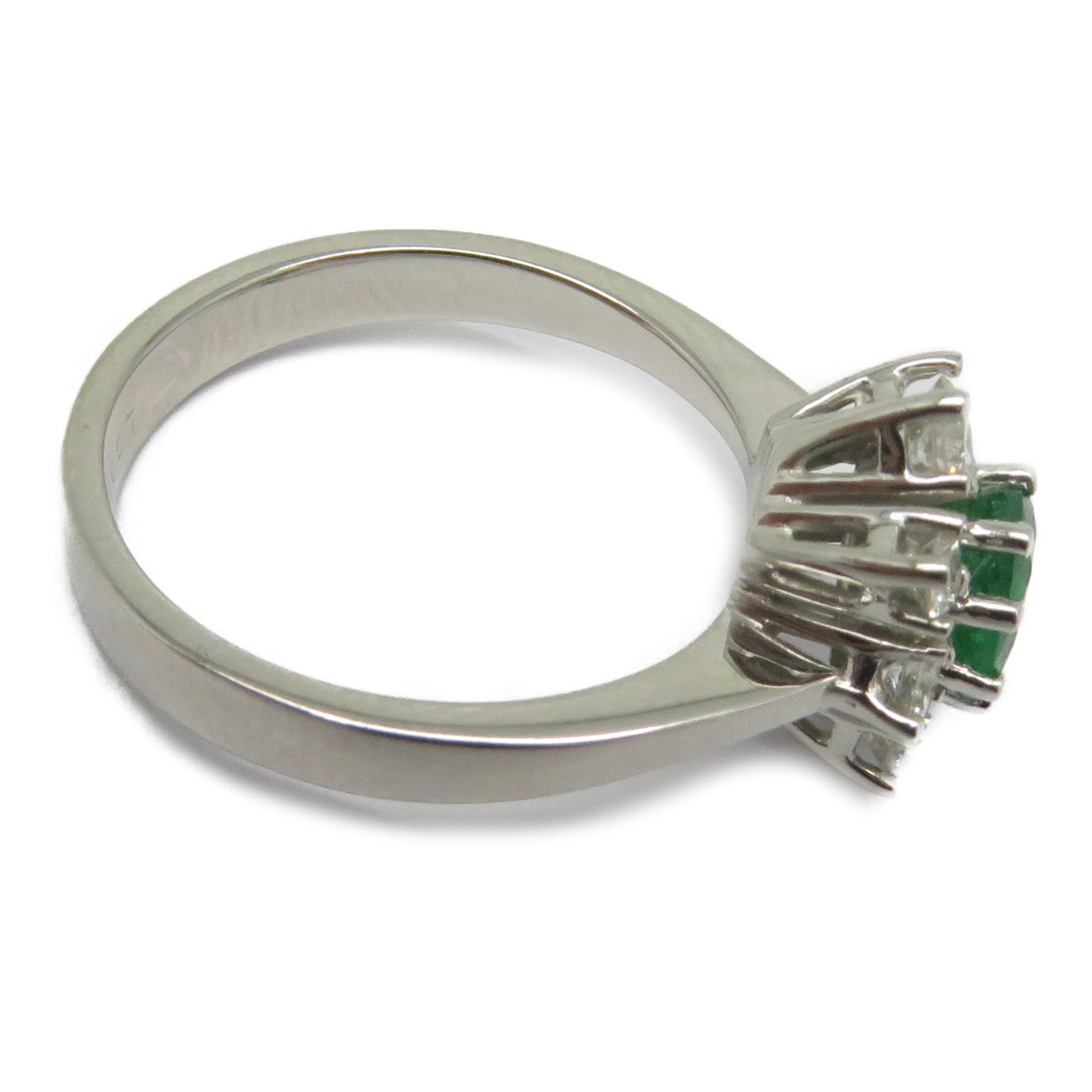 JEWELRY 18K白金Emerald Diamond Ring 0.49ct綠寶石/0.57ct鑽石戒指US#6.5