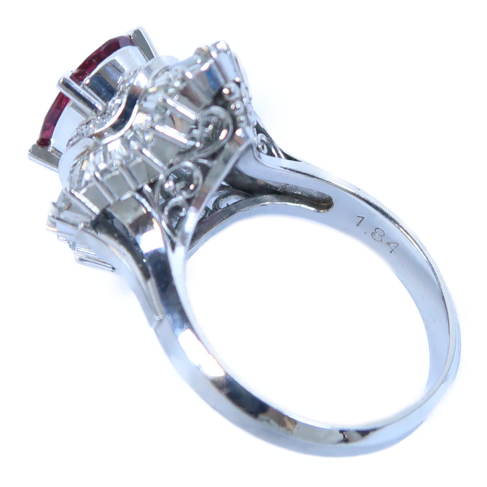 JEWELRY PT900鉑金Ruby Ring 1.90ct紅寶石/1.84鑽石戒指US#7.25