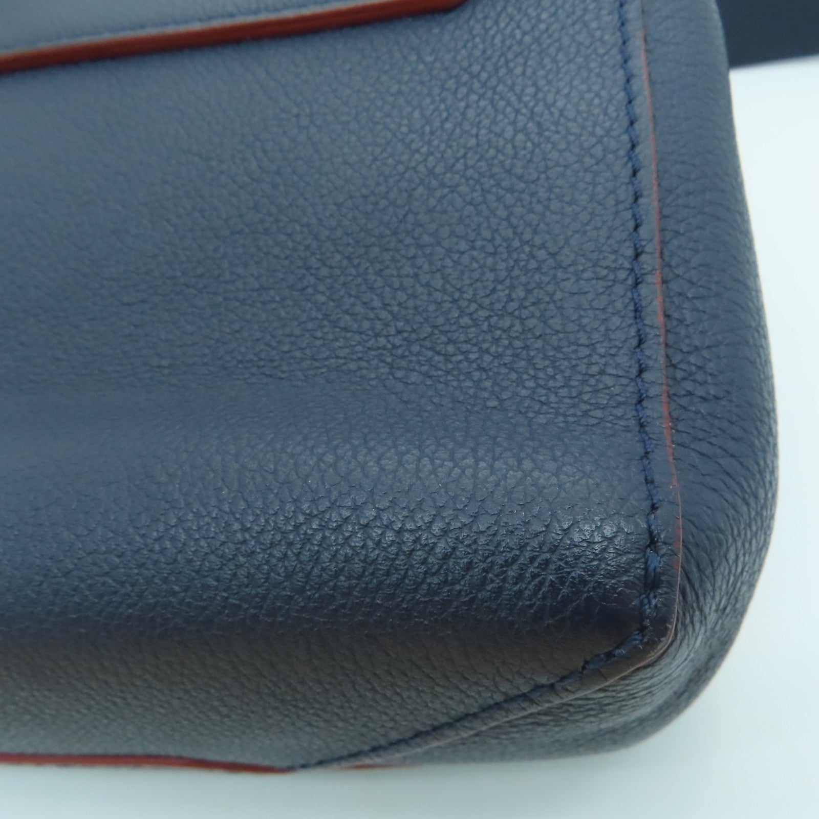 LOUIS VUITTON 牛皮皮革Lockme II BB銀扣鏈條手挽肩背兩用袋Marine Rouge藍色/紅色