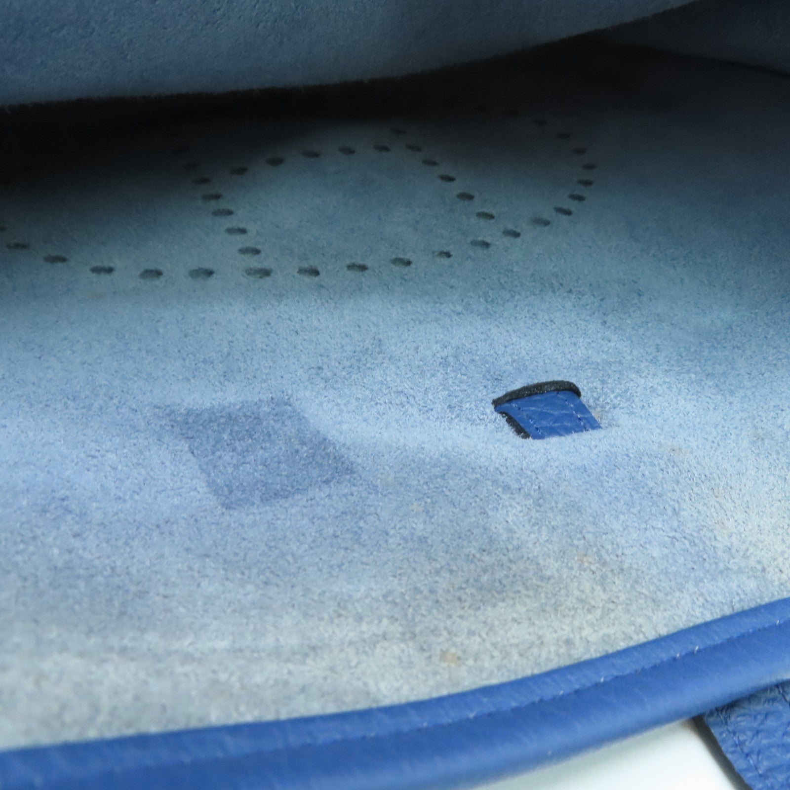 HERMES Clemence皮革Evelyne PM银扣肩背袋Blue Agate/蓝色