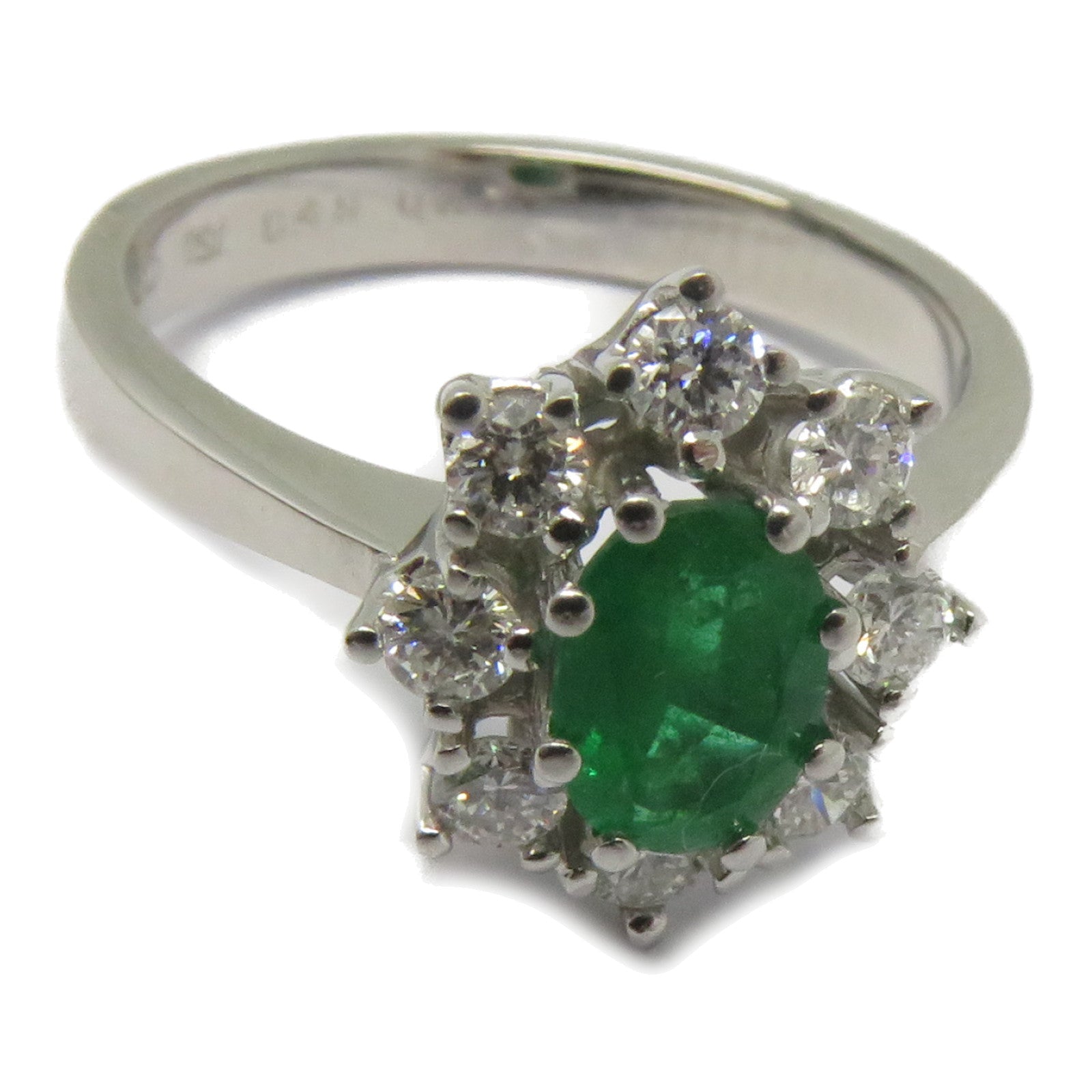 JEWELRY 18K白金Emerald Diamond Ring 0.49ct綠寶石/0.57ct鑽石戒指US#6.5