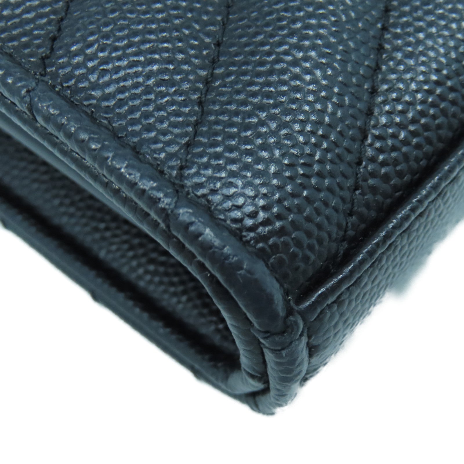 YVES SAINT LAURENT 斜紋牛皮皮革Shoulder Bag銀扣鏈帶肩背袋黑色